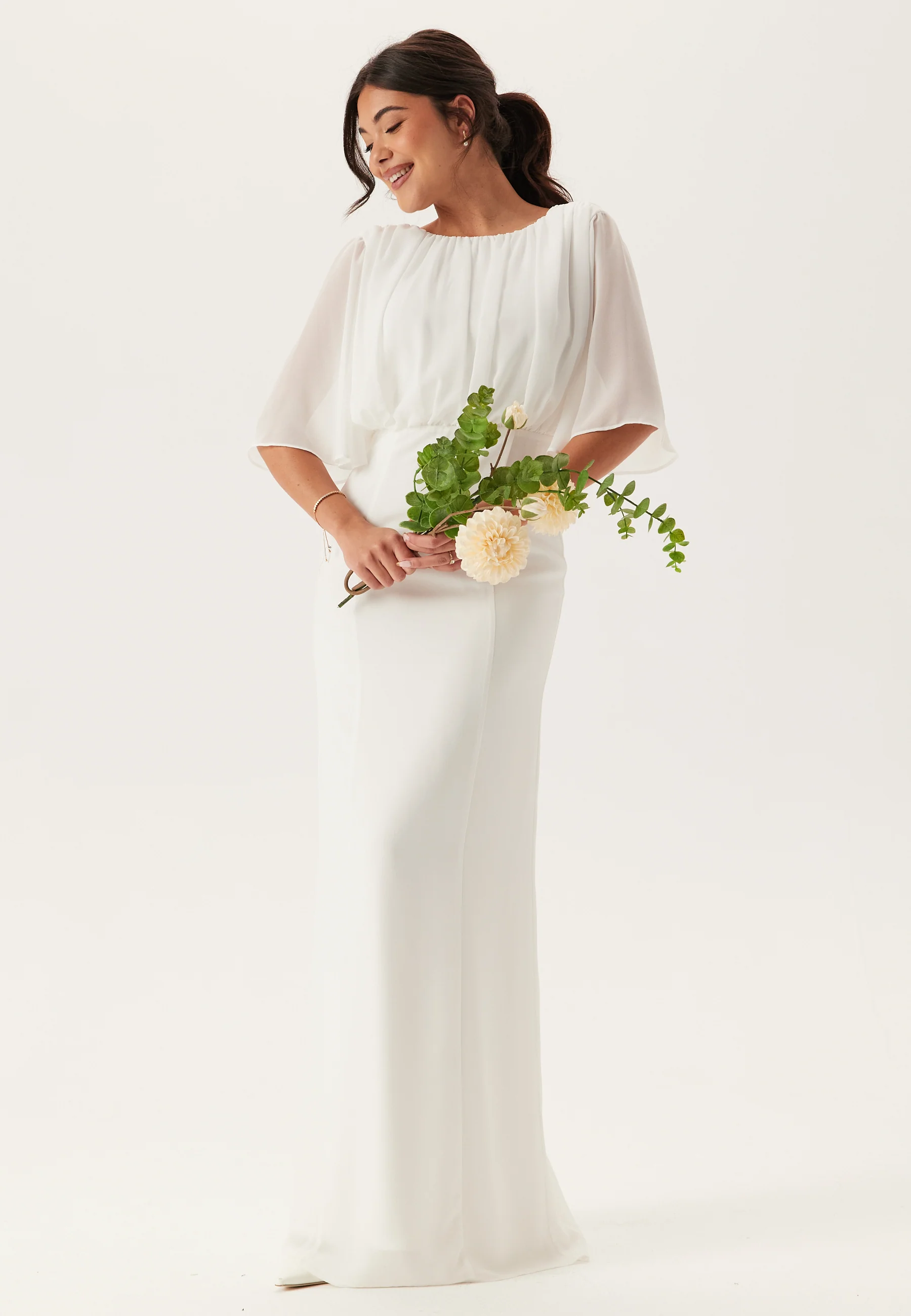 Butterfly Sleeve Mermaid Wedding Gown - Image 2