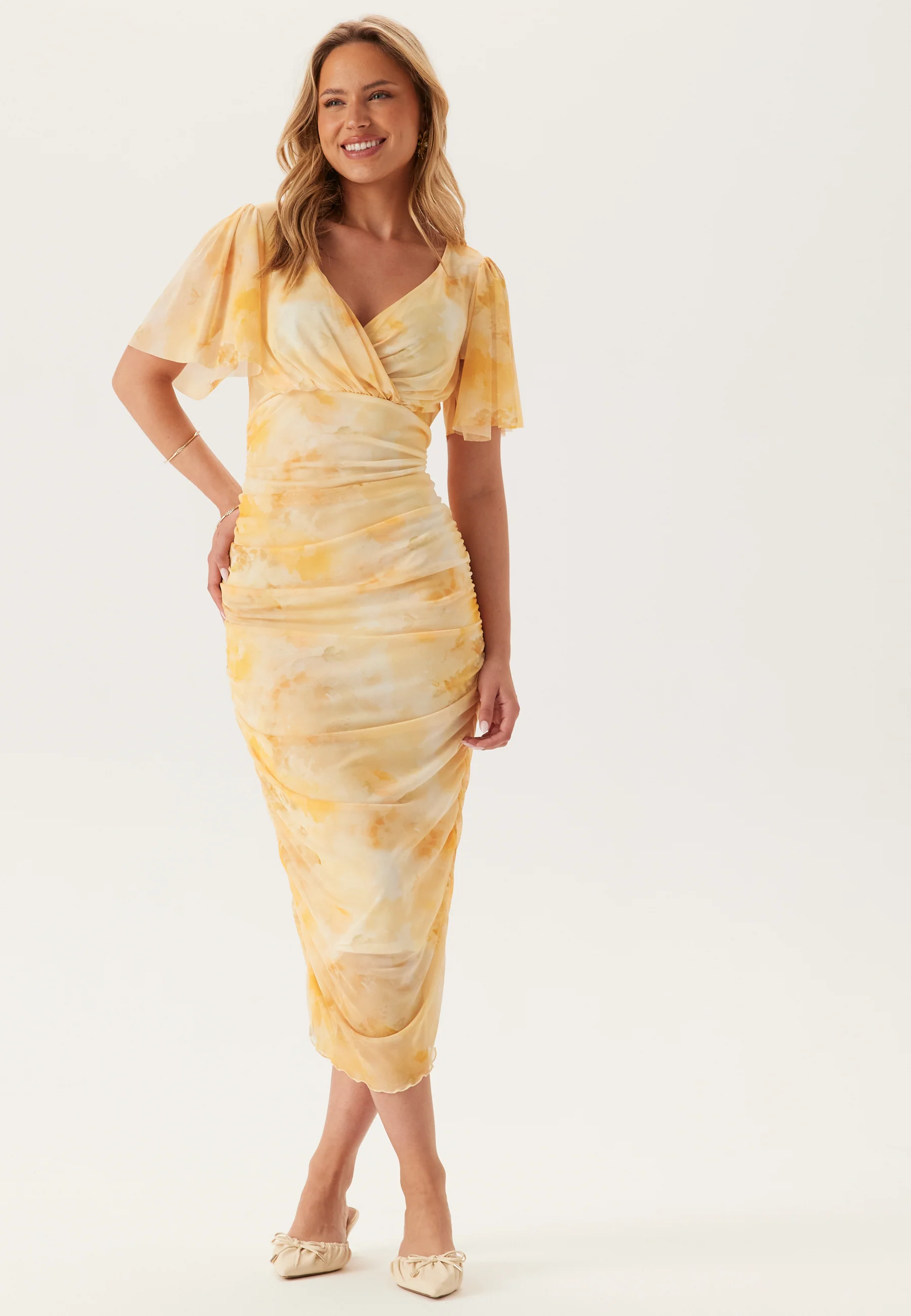 Butterfly Sleeve Mesh Ankle Dress - Image 3