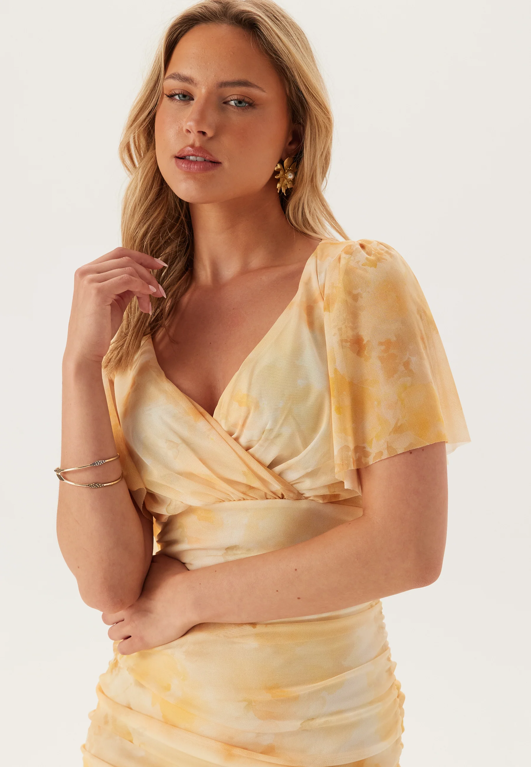 Butterfly Sleeve Mesh Ankle Dress - Image 5