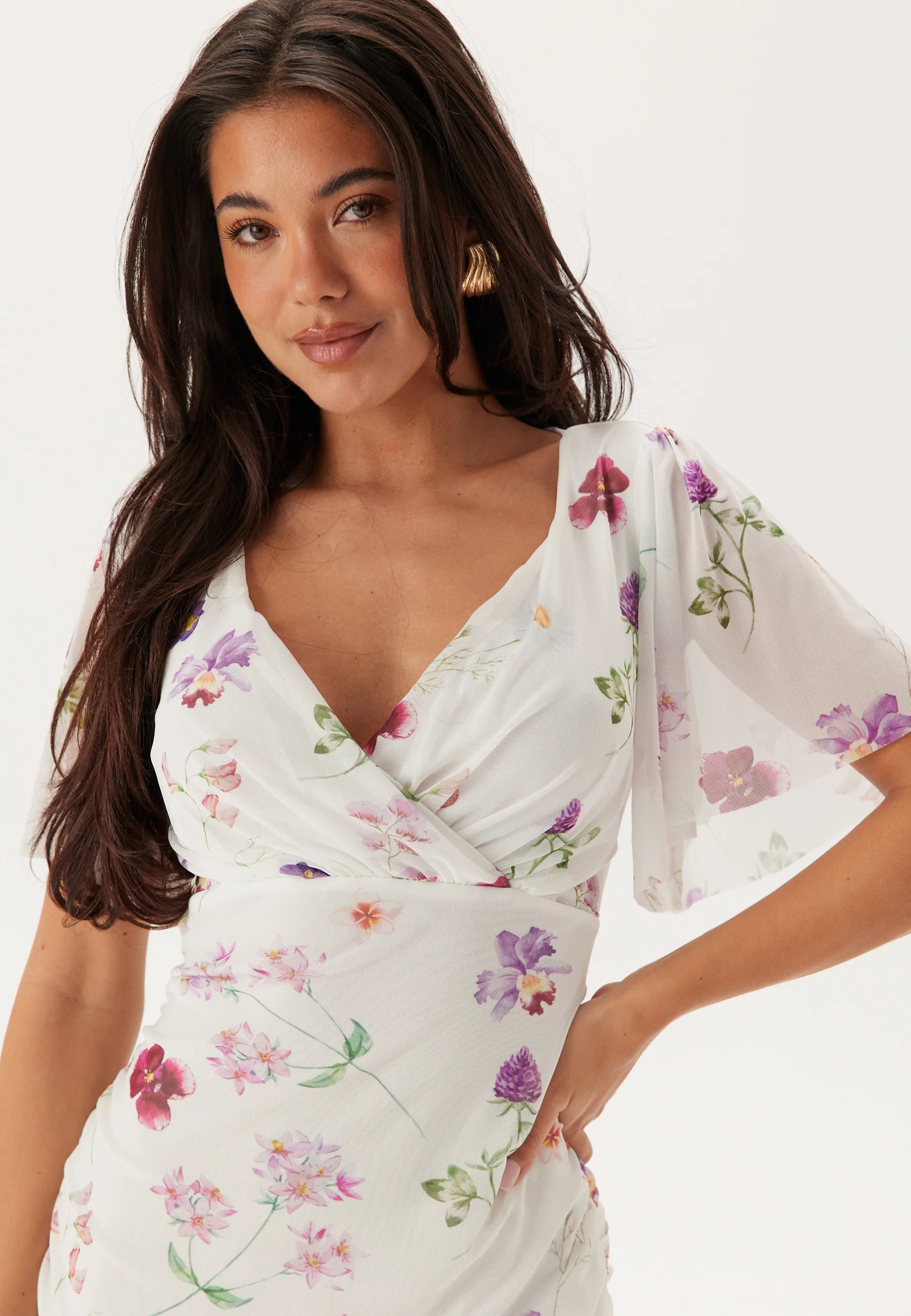 Butterfly Sleeve Mesh Ankle Dress - Image 4