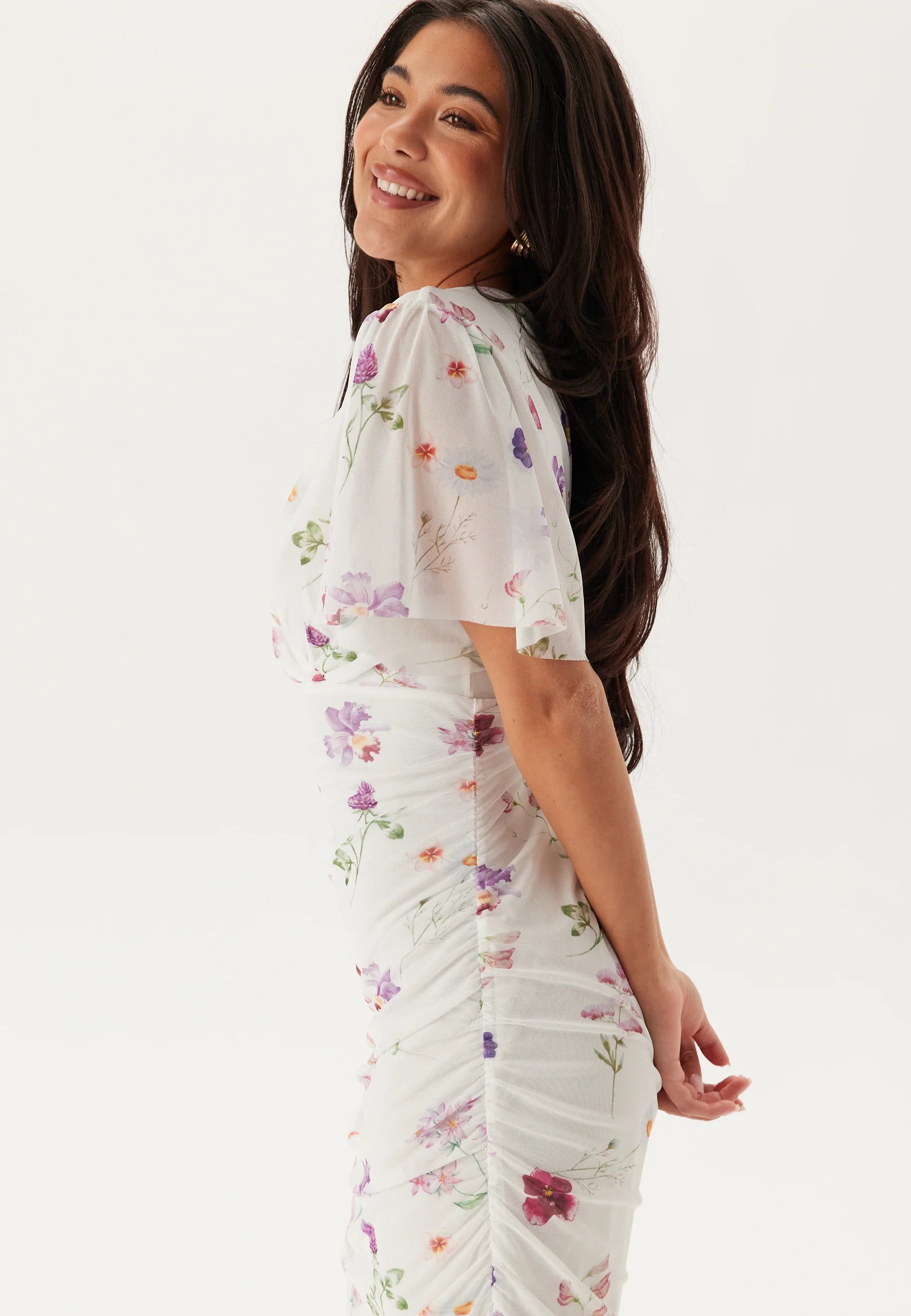 Butterfly Sleeve Mesh Ankle Dress - Image 5