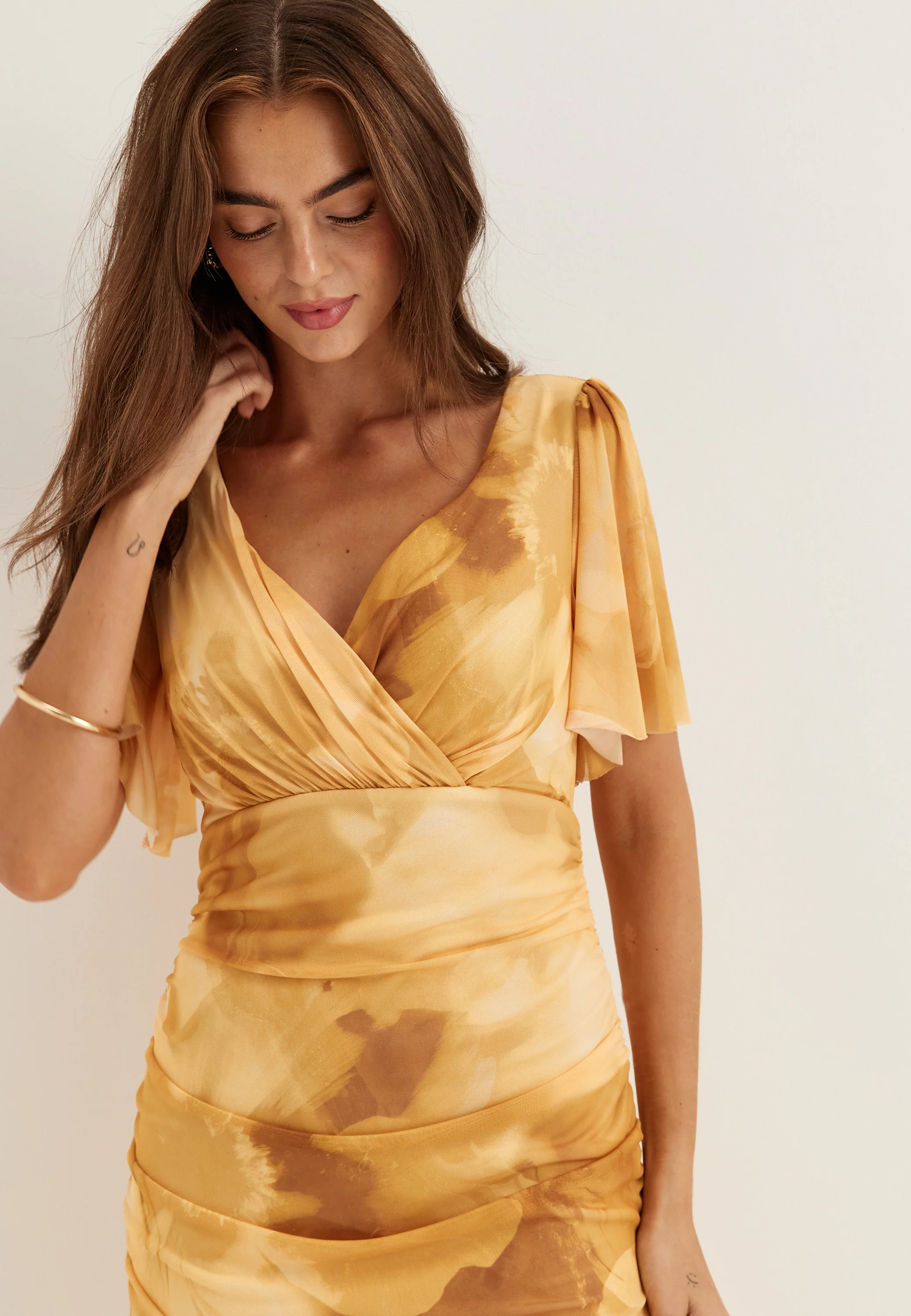 Butterfly Sleeve Mesh Ankle Dress - Image 2