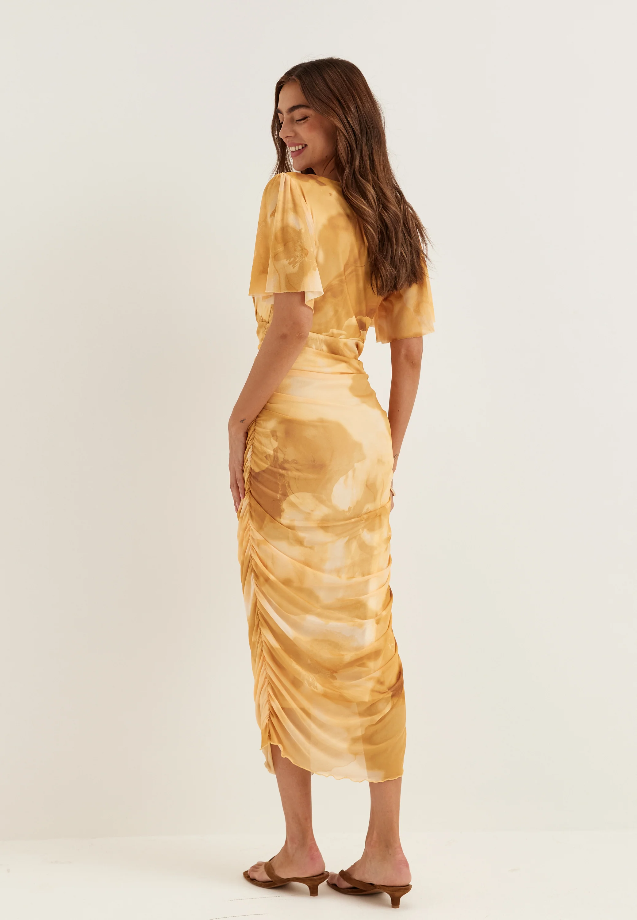Butterfly Sleeve Mesh Ankle Dress - Image 3