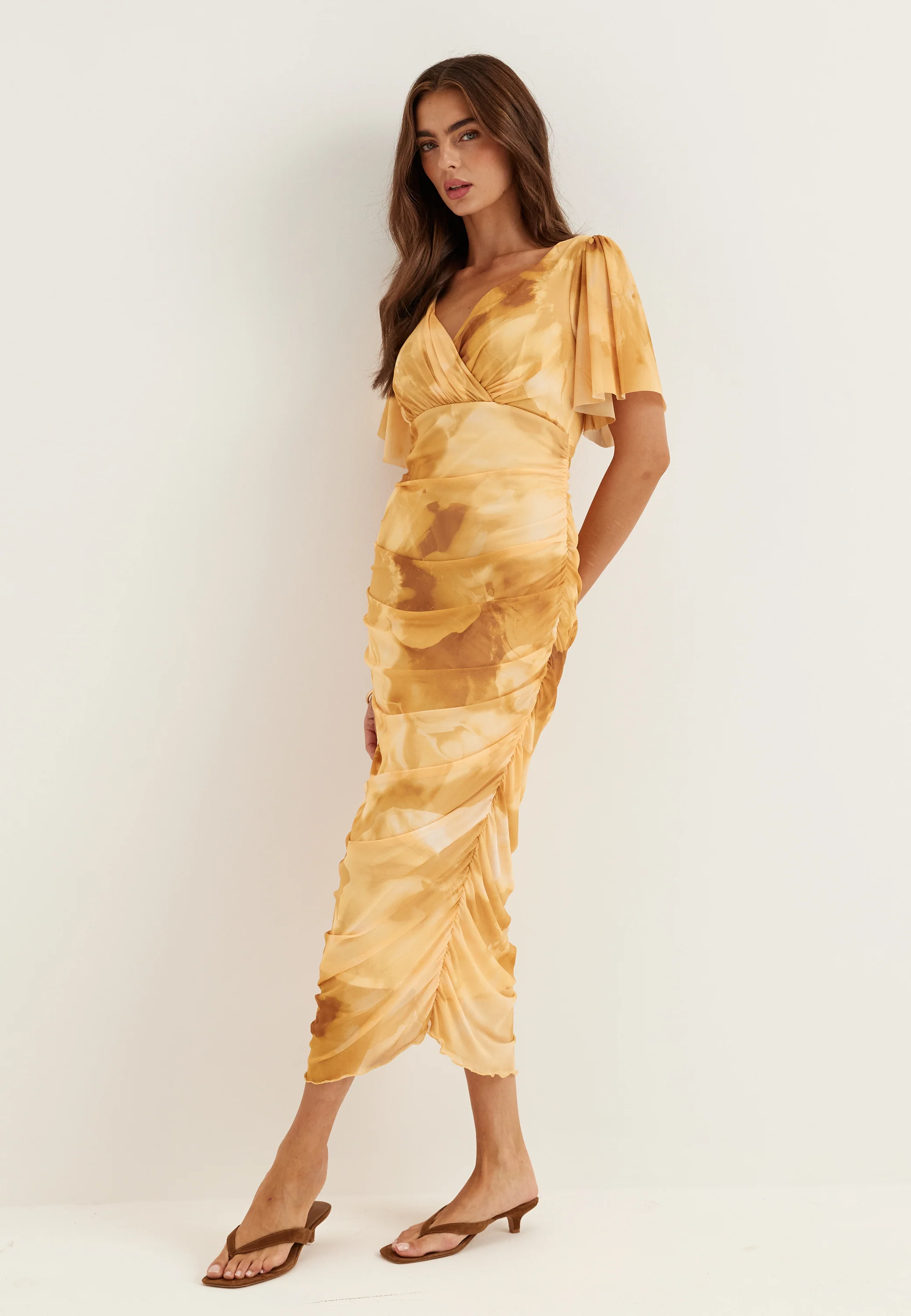 Butterfly Sleeve Mesh Ankle Dress - Image 4