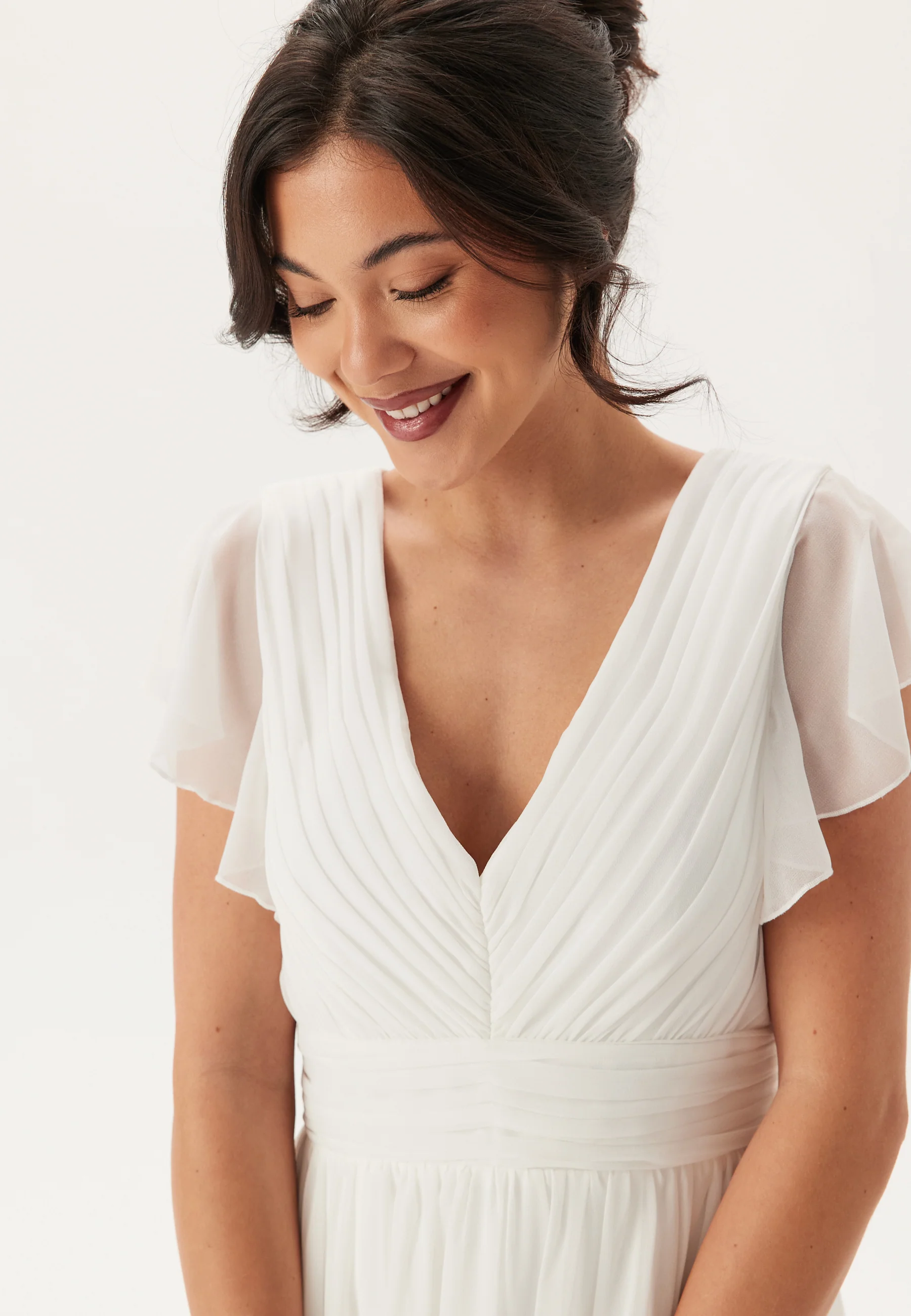 Butterfly Sleeve Pleated Wedding Gown - Image 3