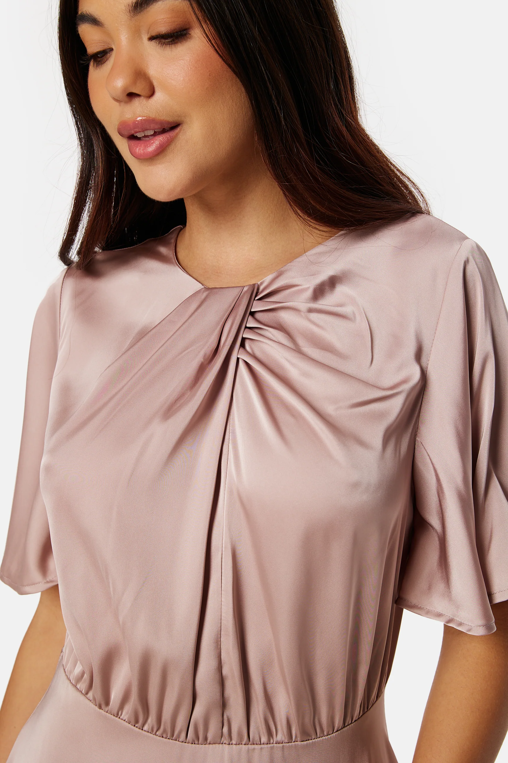Butterfly Sleeve Satin Midi Dress - Image 2