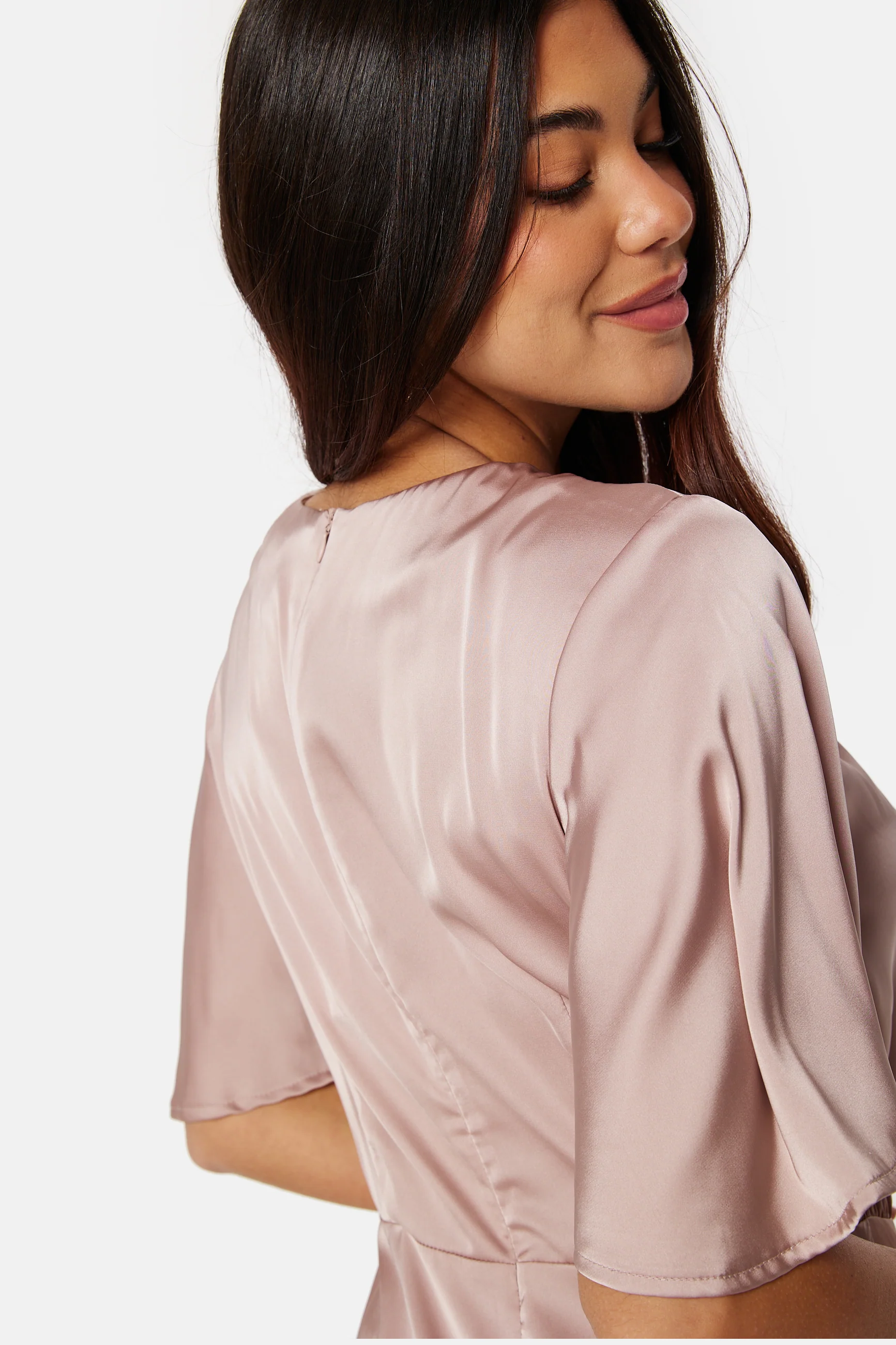 Butterfly Sleeve Satin Midi Dress - Image 4