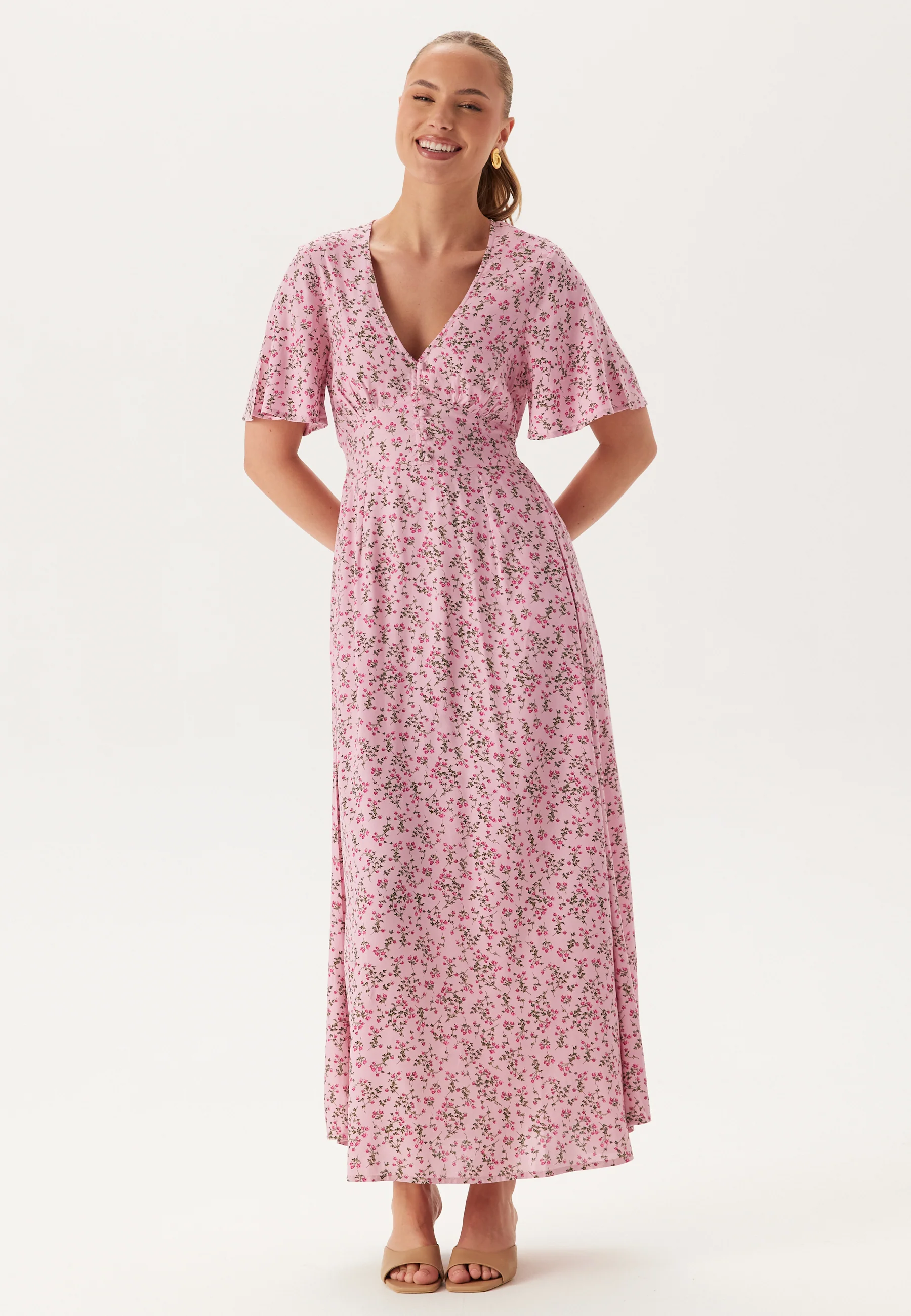Butterfly Sleeve Viscose Maxi Dress