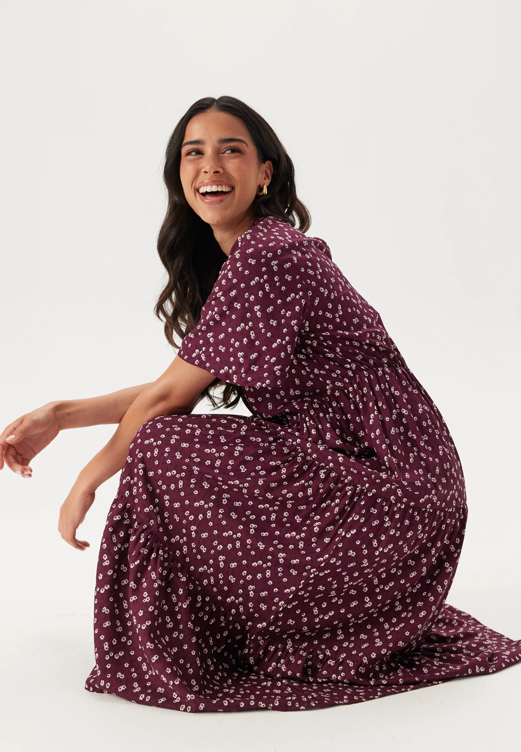 Butterfly Sleeve Viscose Midi Dress - Image 3