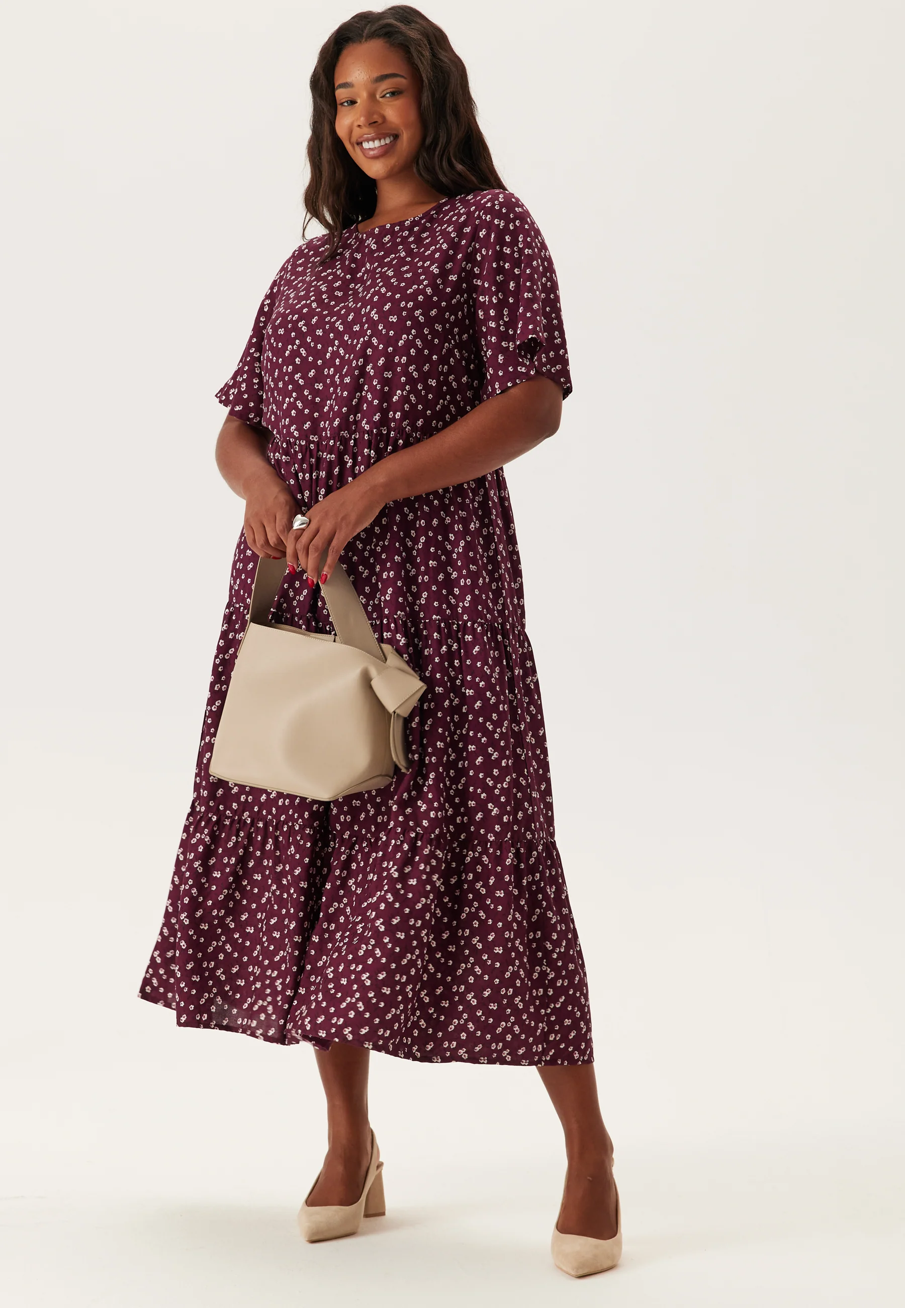 Butterfly Sleeve Viscose Midi Dress - Image 6