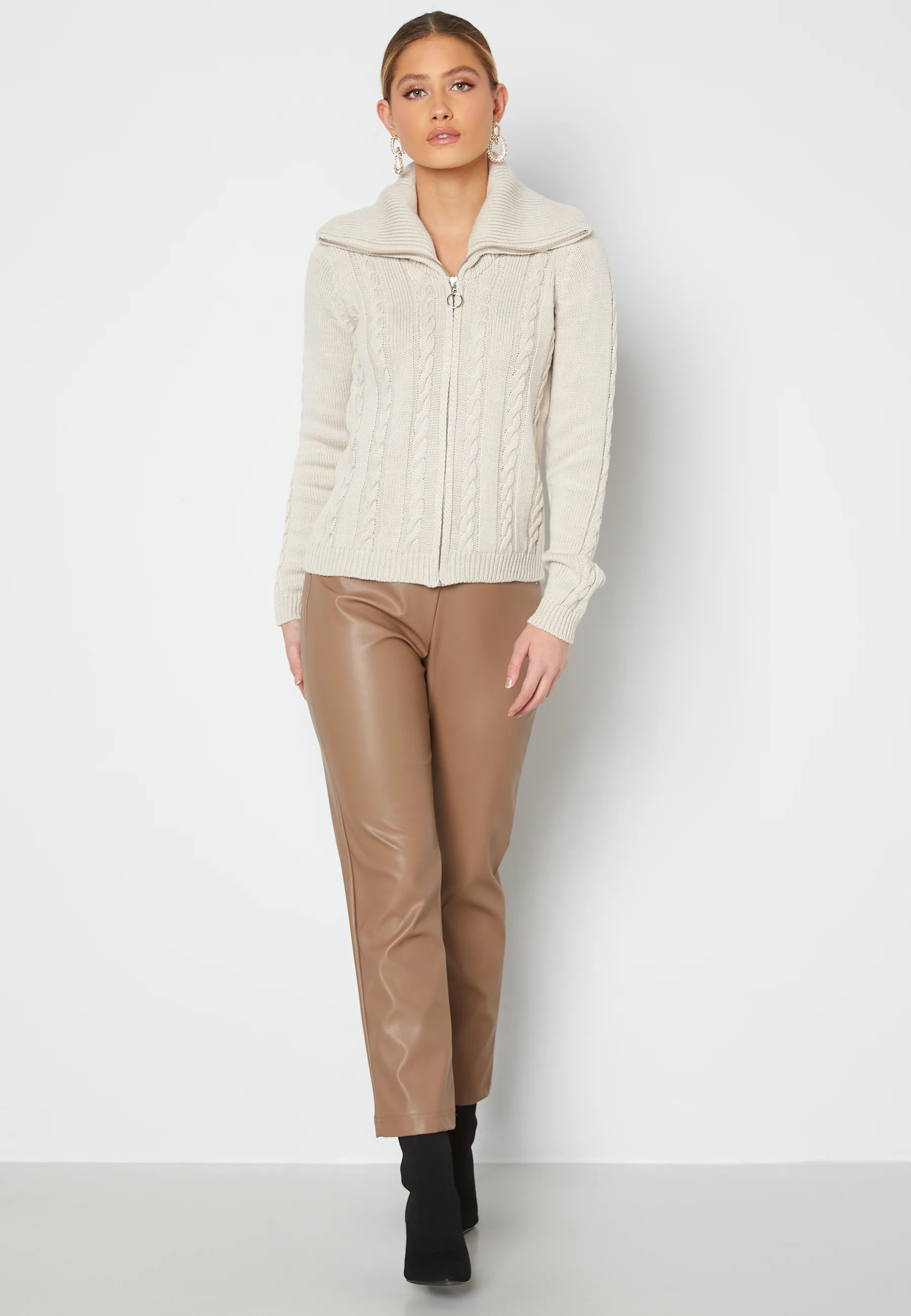 Cable Knit Zip Cardigan - Image 2
