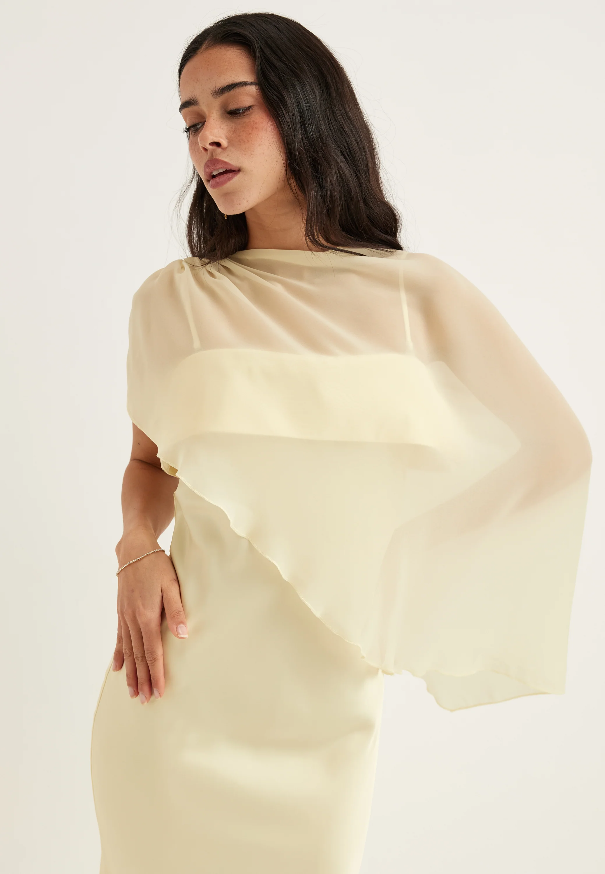 Cape Satin Maxi Dress - Image 3