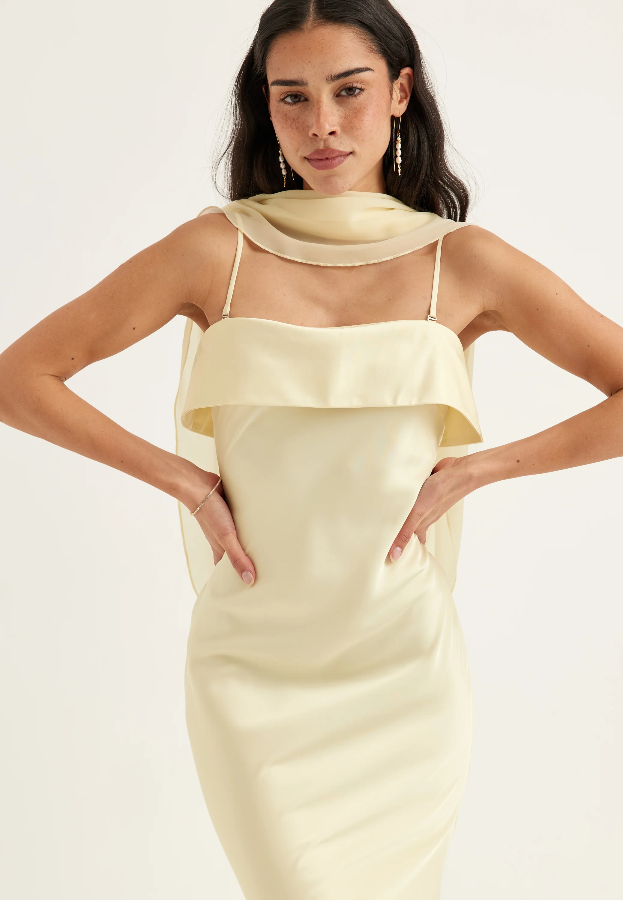 Cape Satin Maxi Dress - Image 7