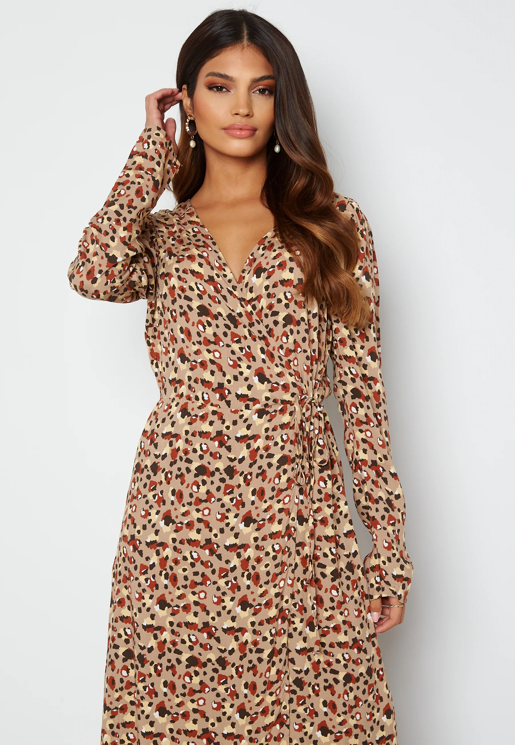 Carly LS Wrap Midi Dress - Image 3
