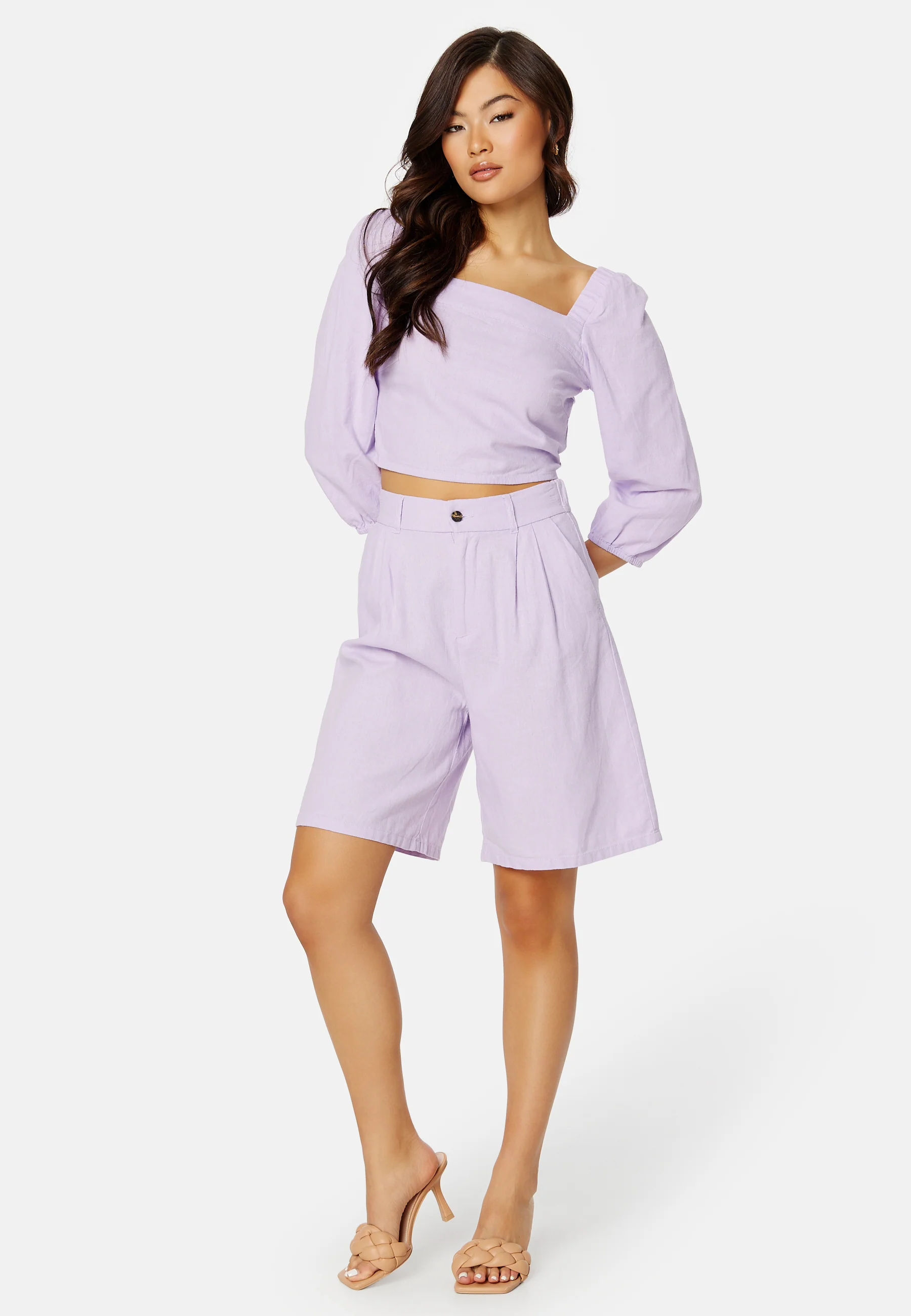 Caro HW Wide Linen Blend Shorts - Image 3