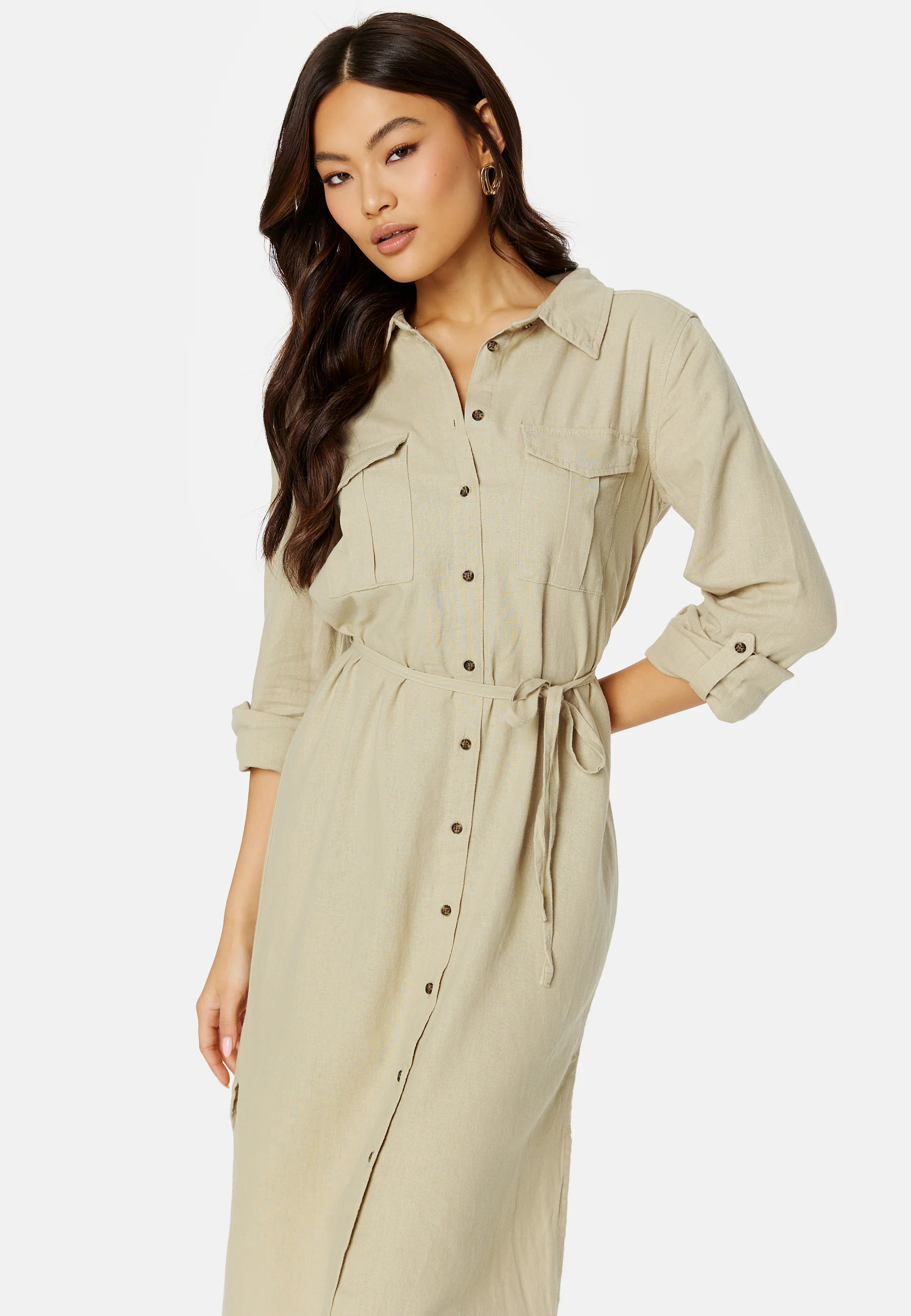 Caro LS Linen Blend Shirt Dress - Image 2