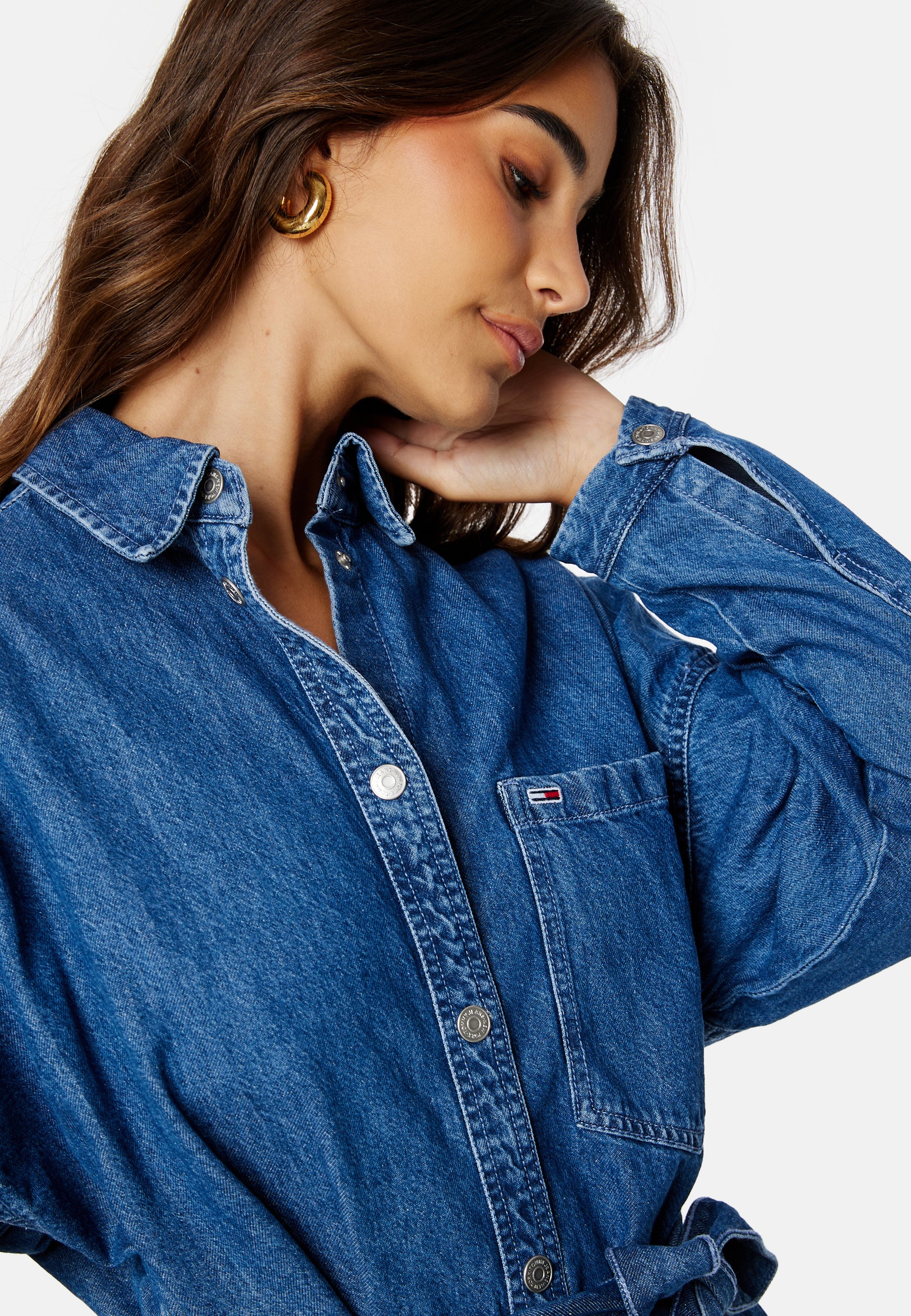 Chambray Midi Denim Shirt Dress - Image 4