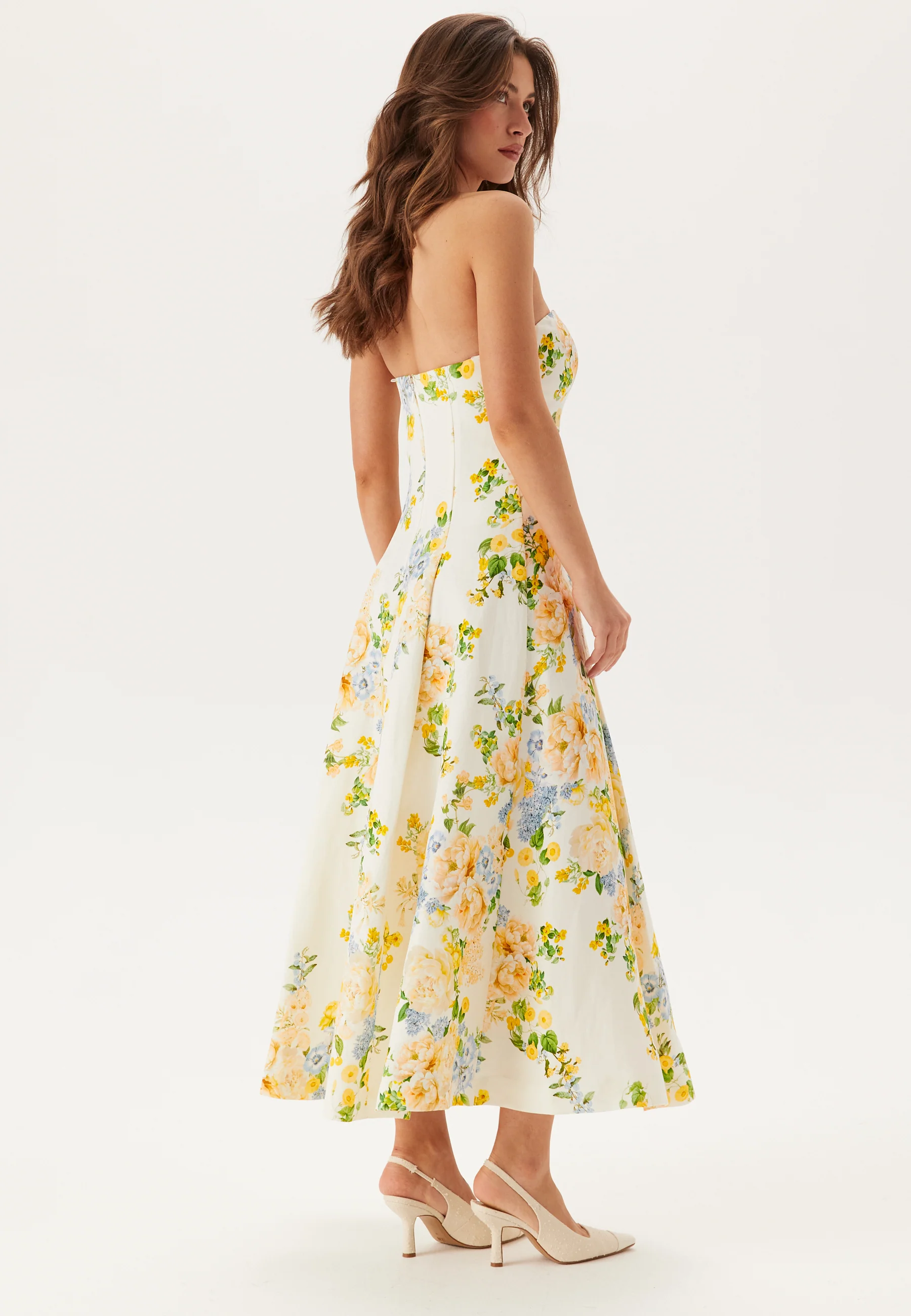 Charlotte Strapless Printed Midi Dress - Image 4