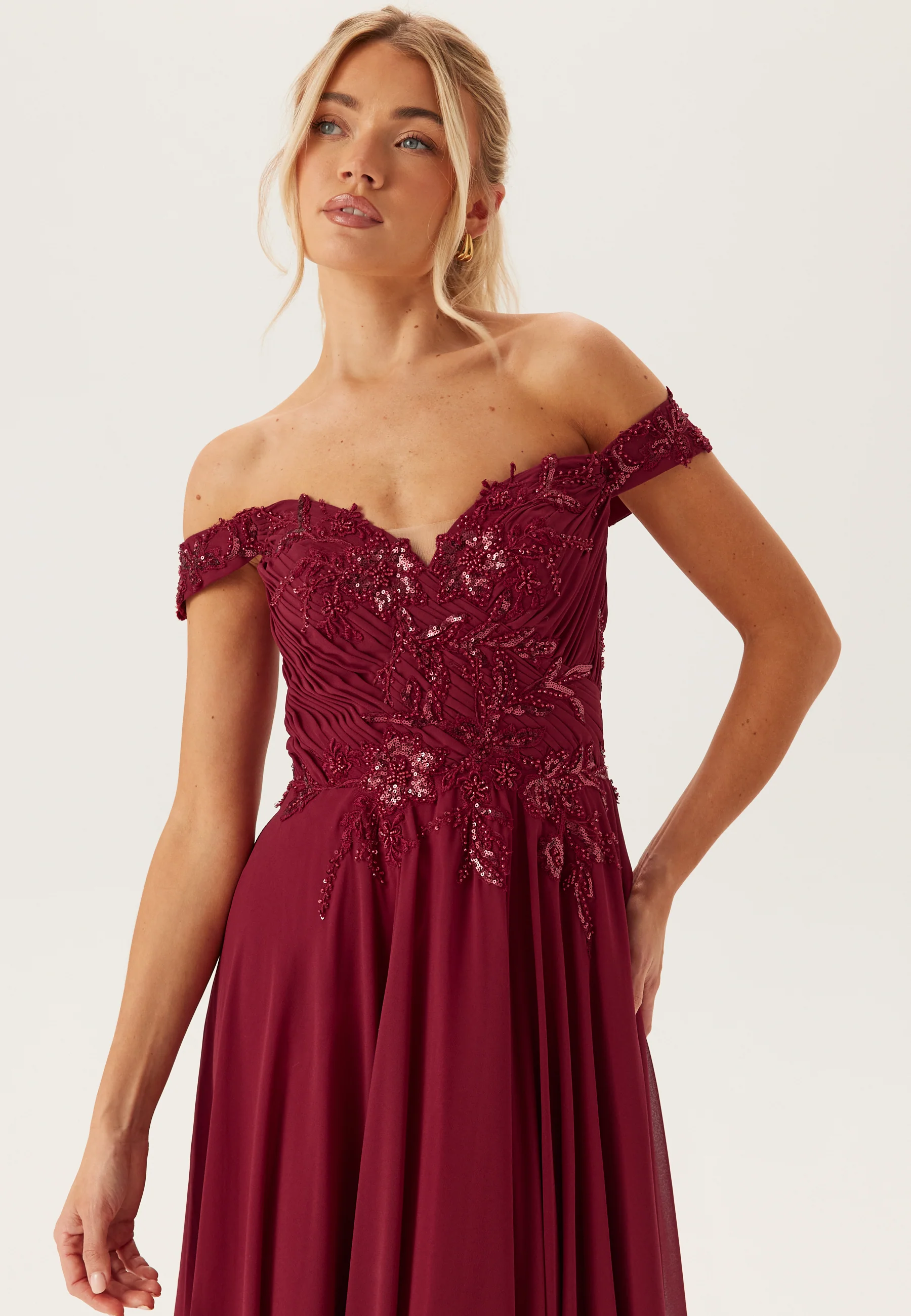 Chiffon Off Shoulder Evening Dress - Image 3