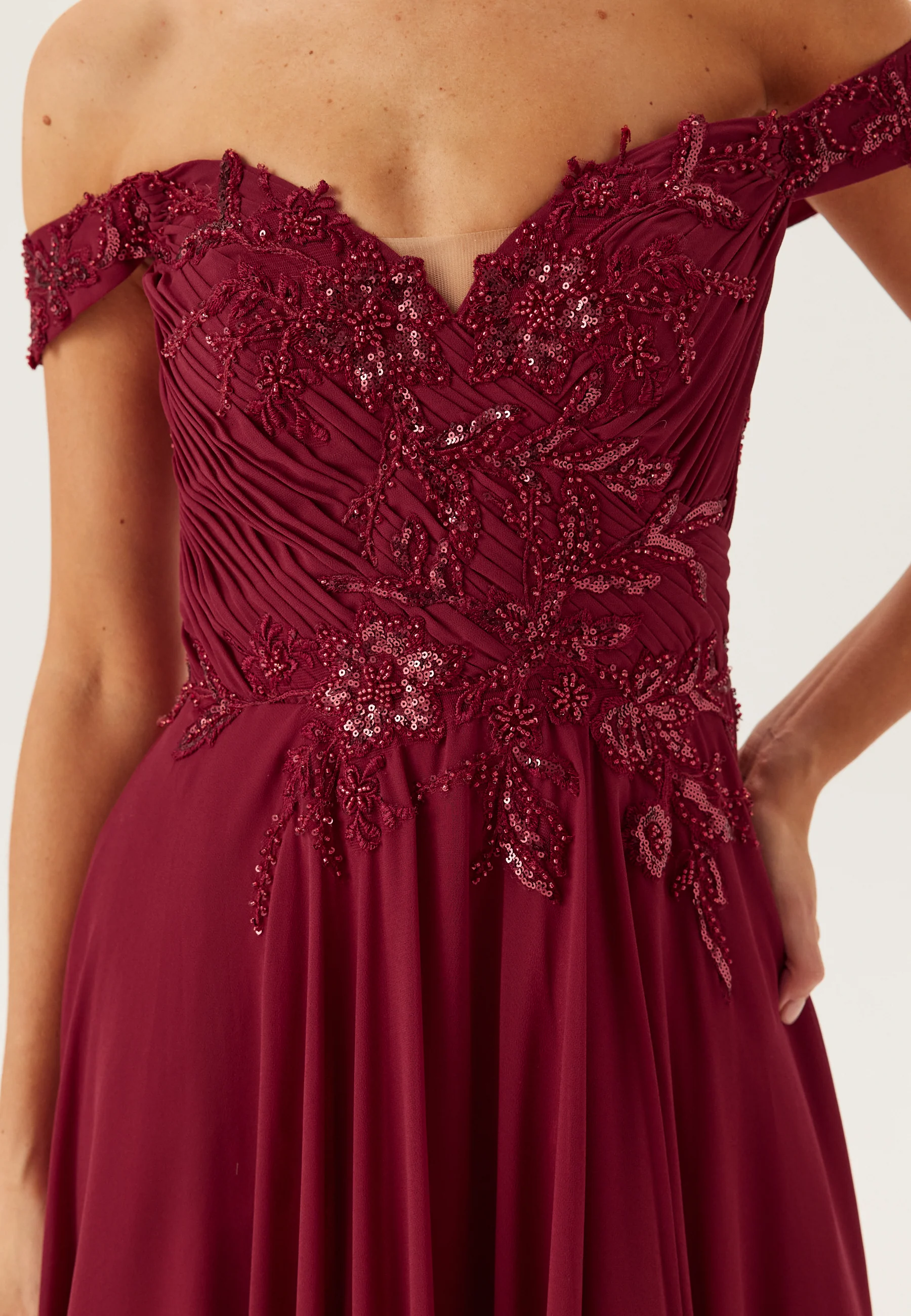 Chiffon Off Shoulder Evening Dress - Image 4