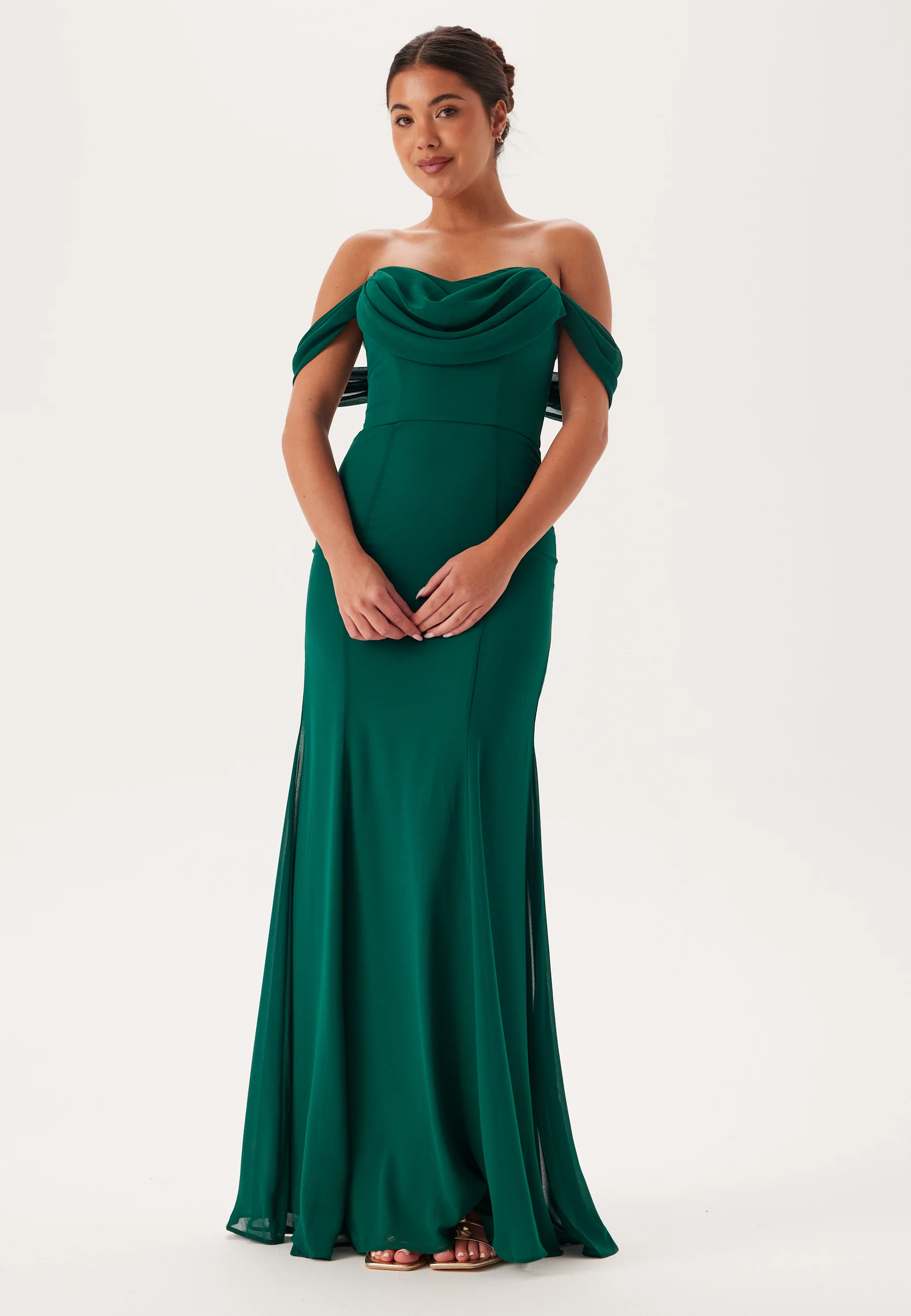 Chiffon Off Shoulder Maxi Dress - Image 2