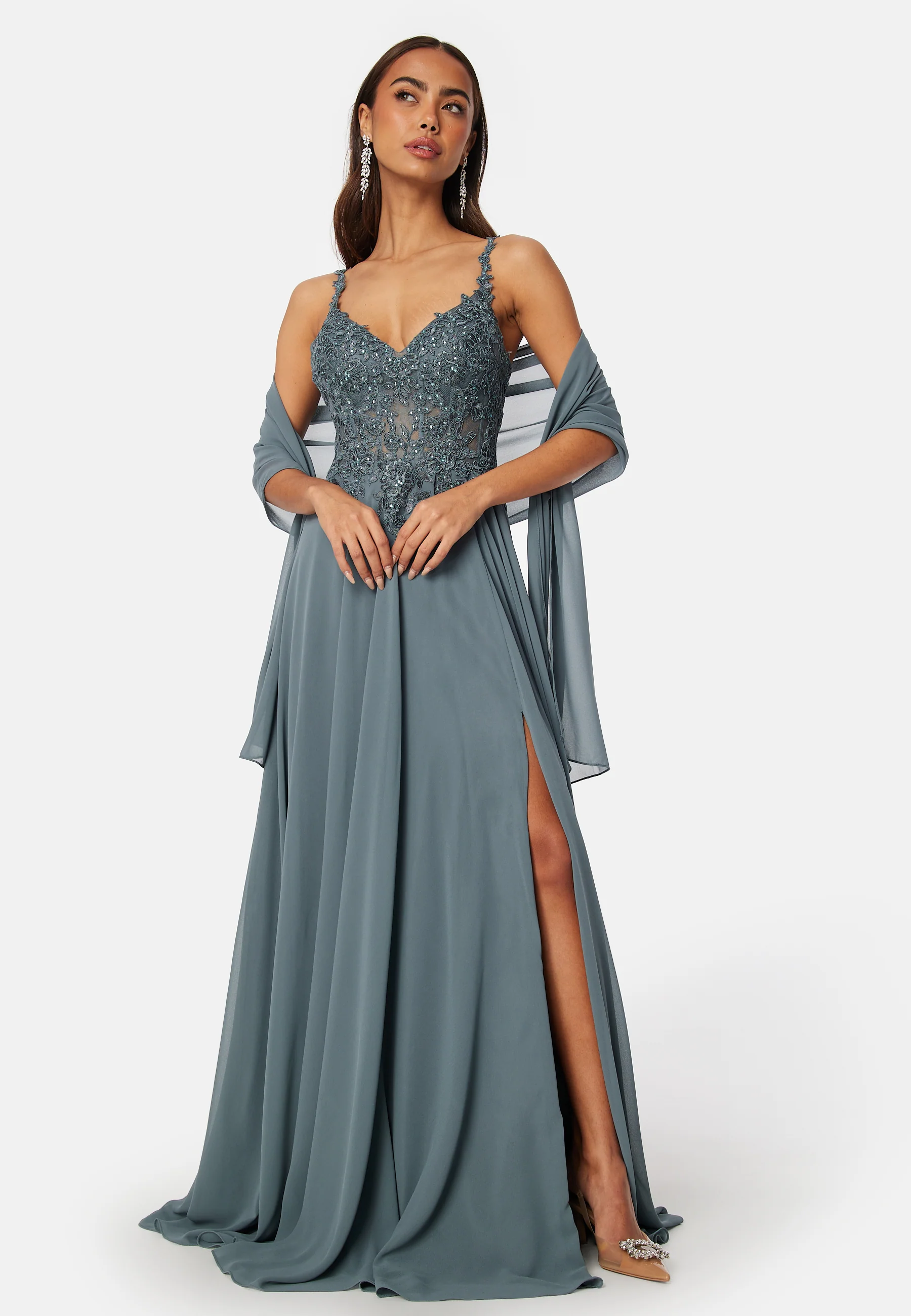 Chiffon Rhinestone Evening Dress - Image 3