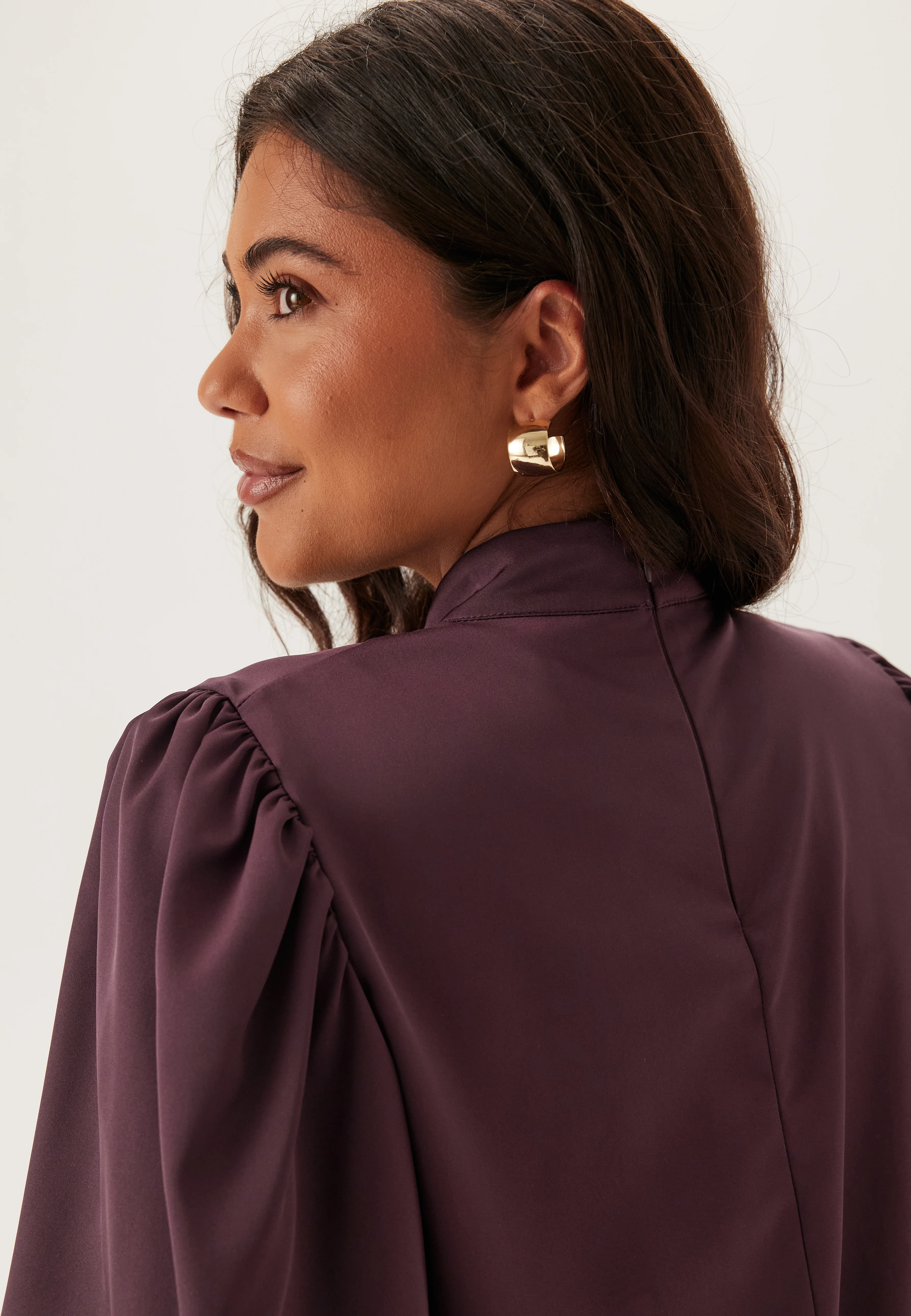 Chimney Collar Puff Sleeve Blouse - Image 6