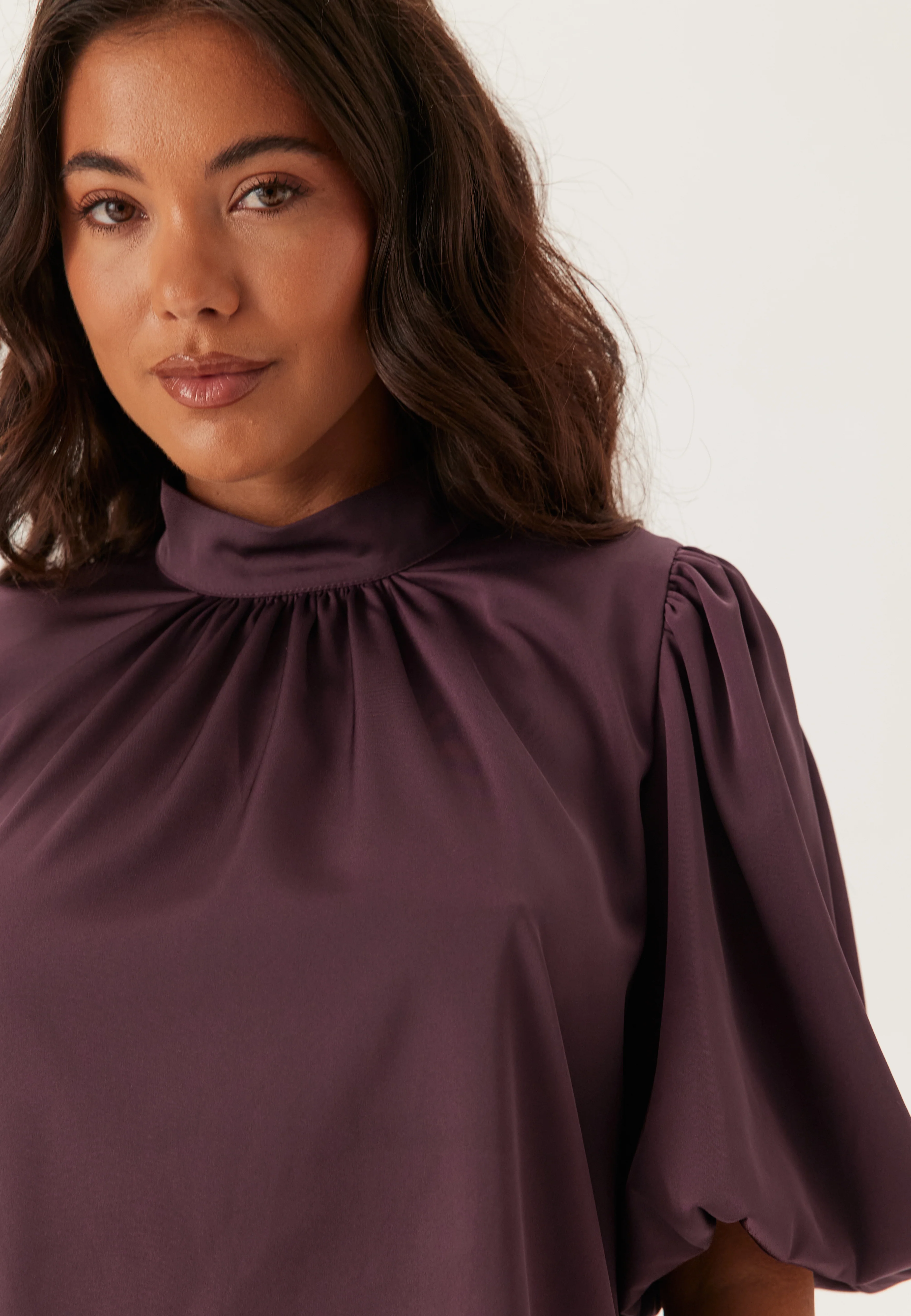 Chimney Collar Puff Sleeve Blouse - Image 7