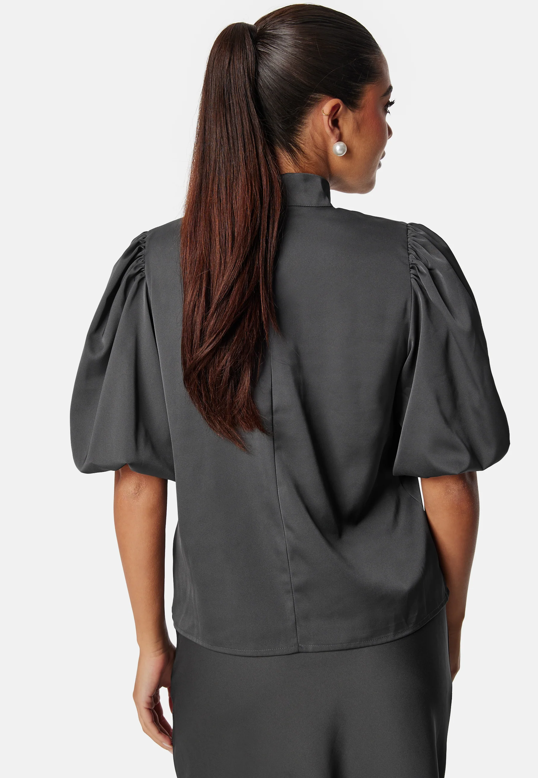 Chimney Collar Puff Sleeve Blouse - Image 3