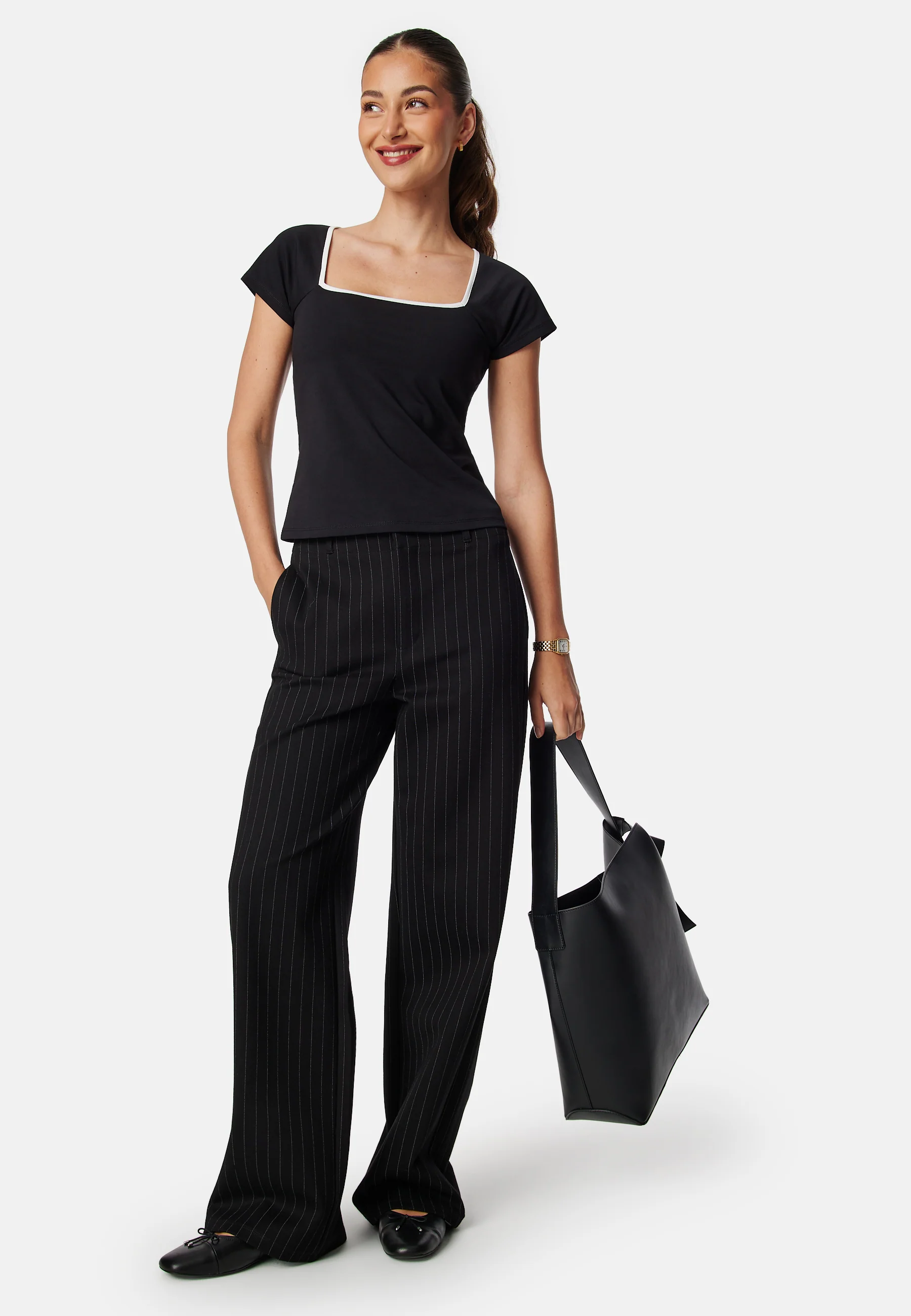 Contrast Cap Sleeve Top - Image 4