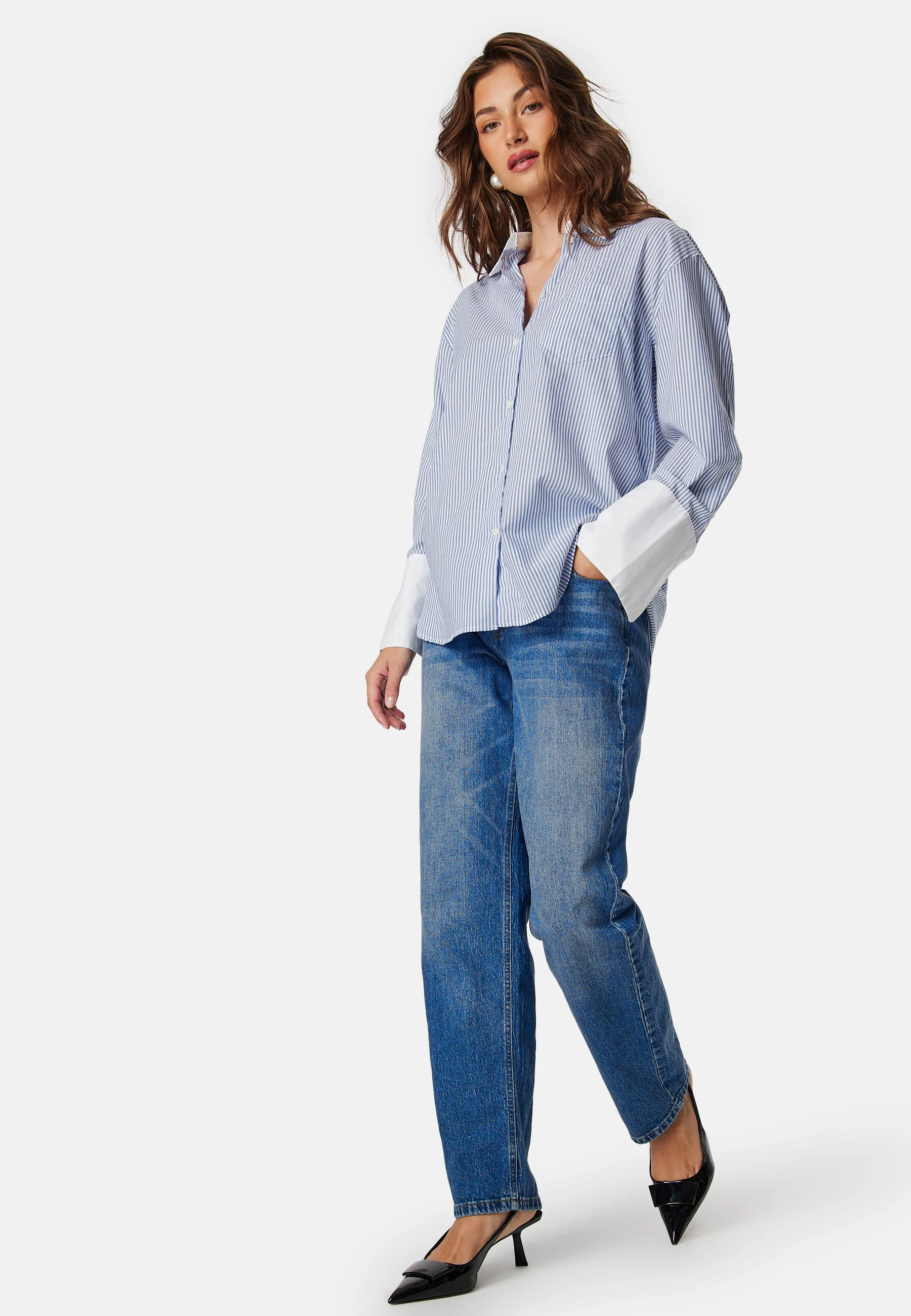Contrast Collar Striped Shirt - Image 3