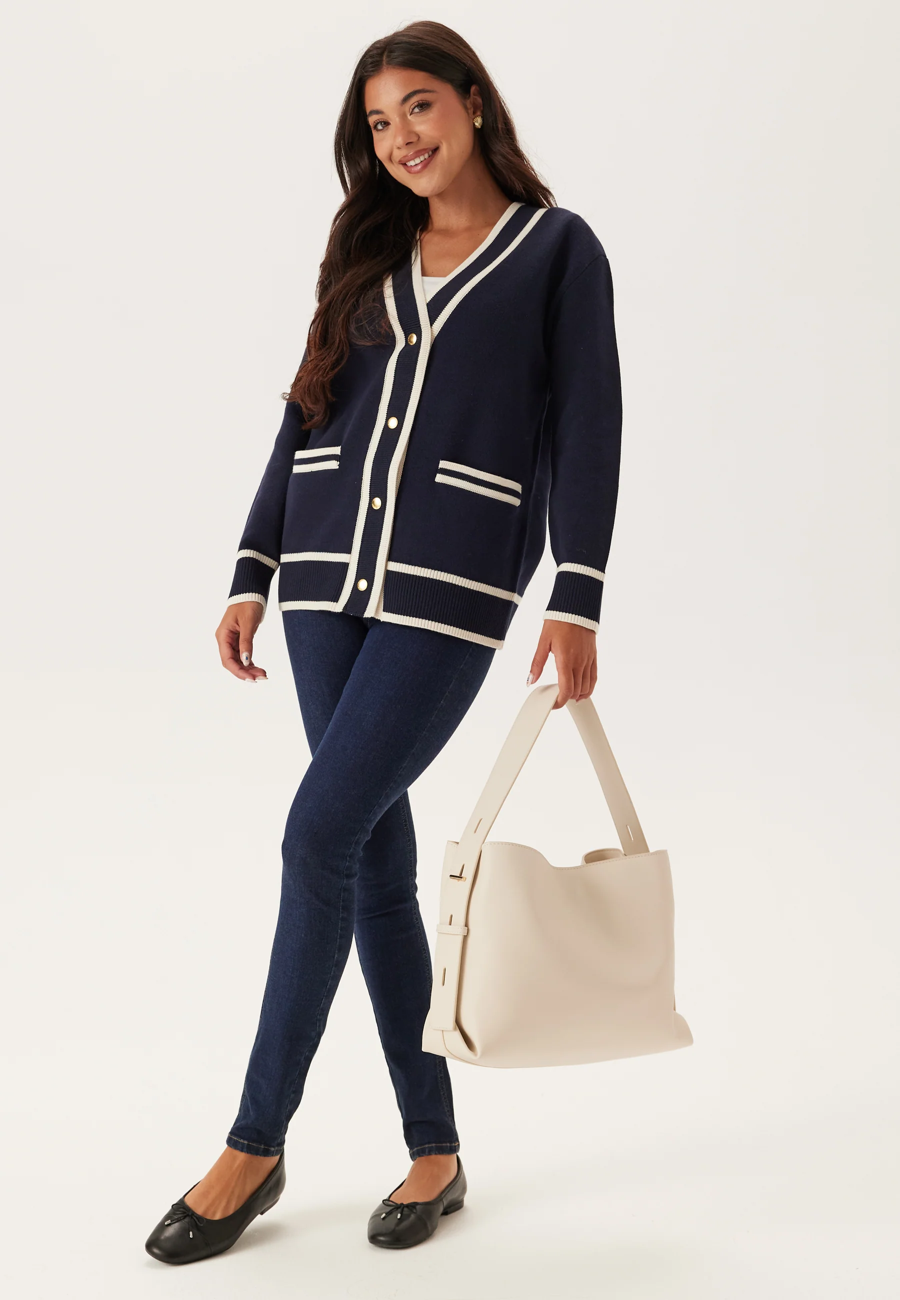 Contrast Knit Cardigan - Image 4
