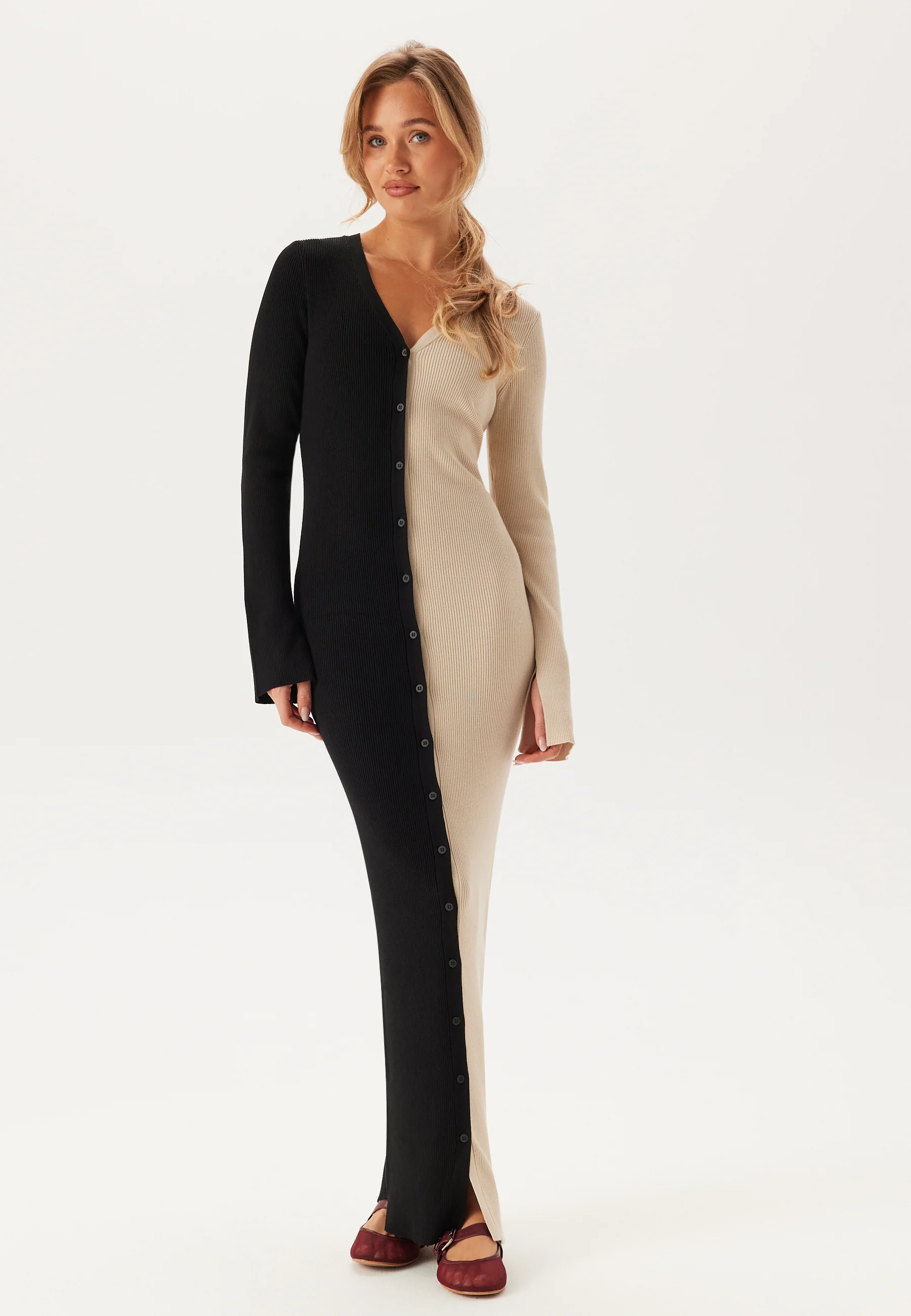 Contrast Rib Knitted Dress - Image 2