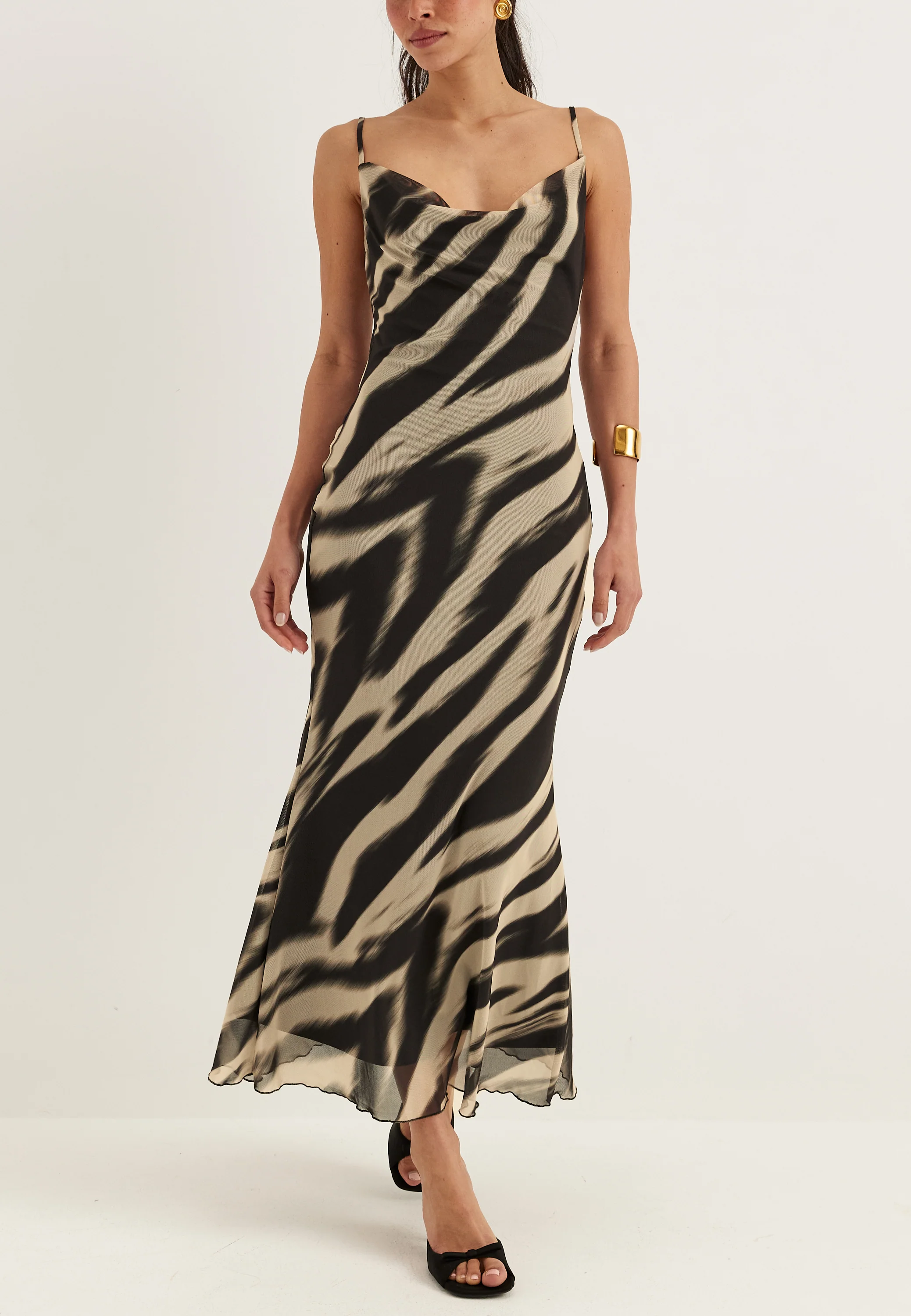Cowl Neck Mesh Dress - Image 2