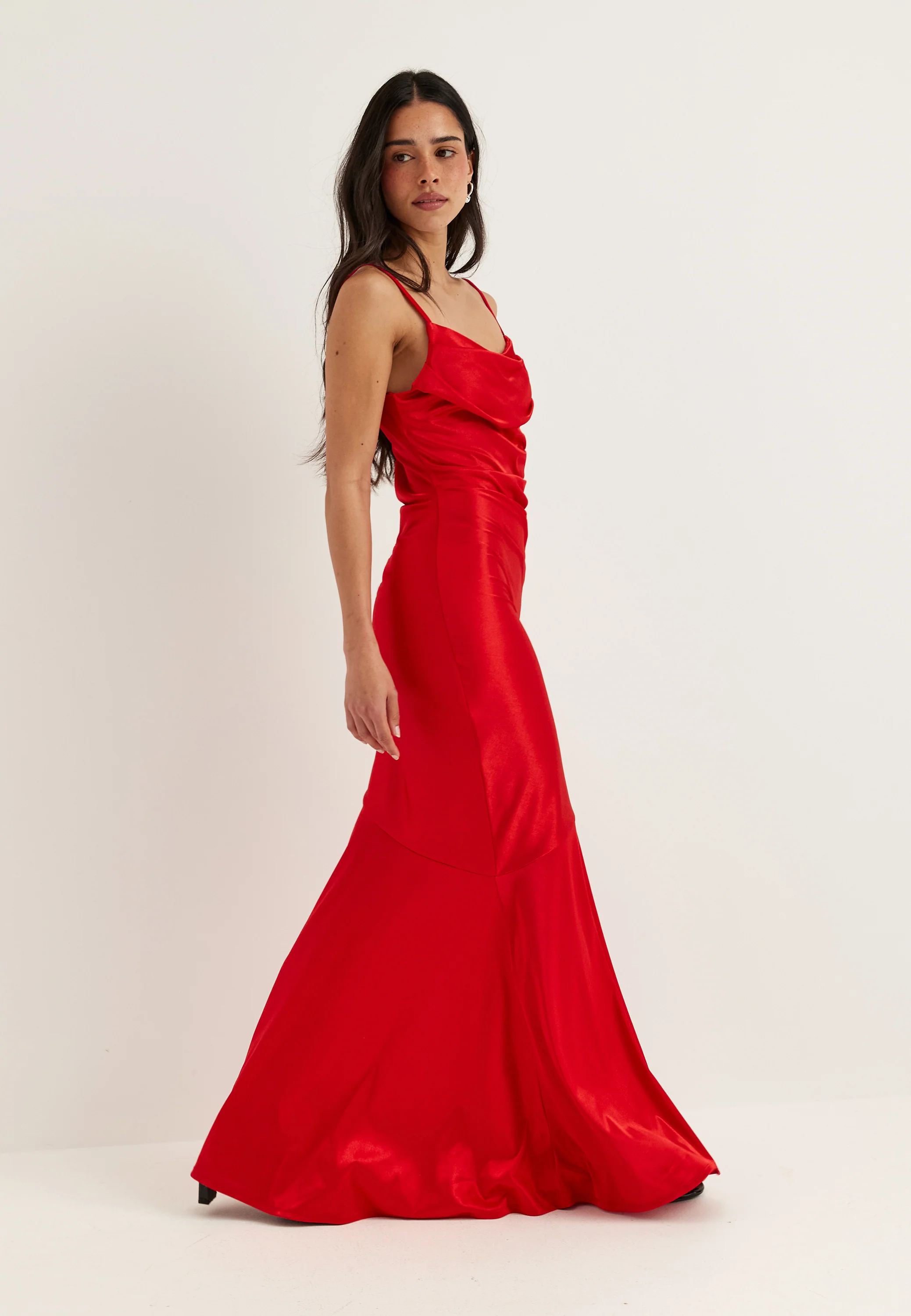Cowl Neck Stretch Satin Gown - Image 2
