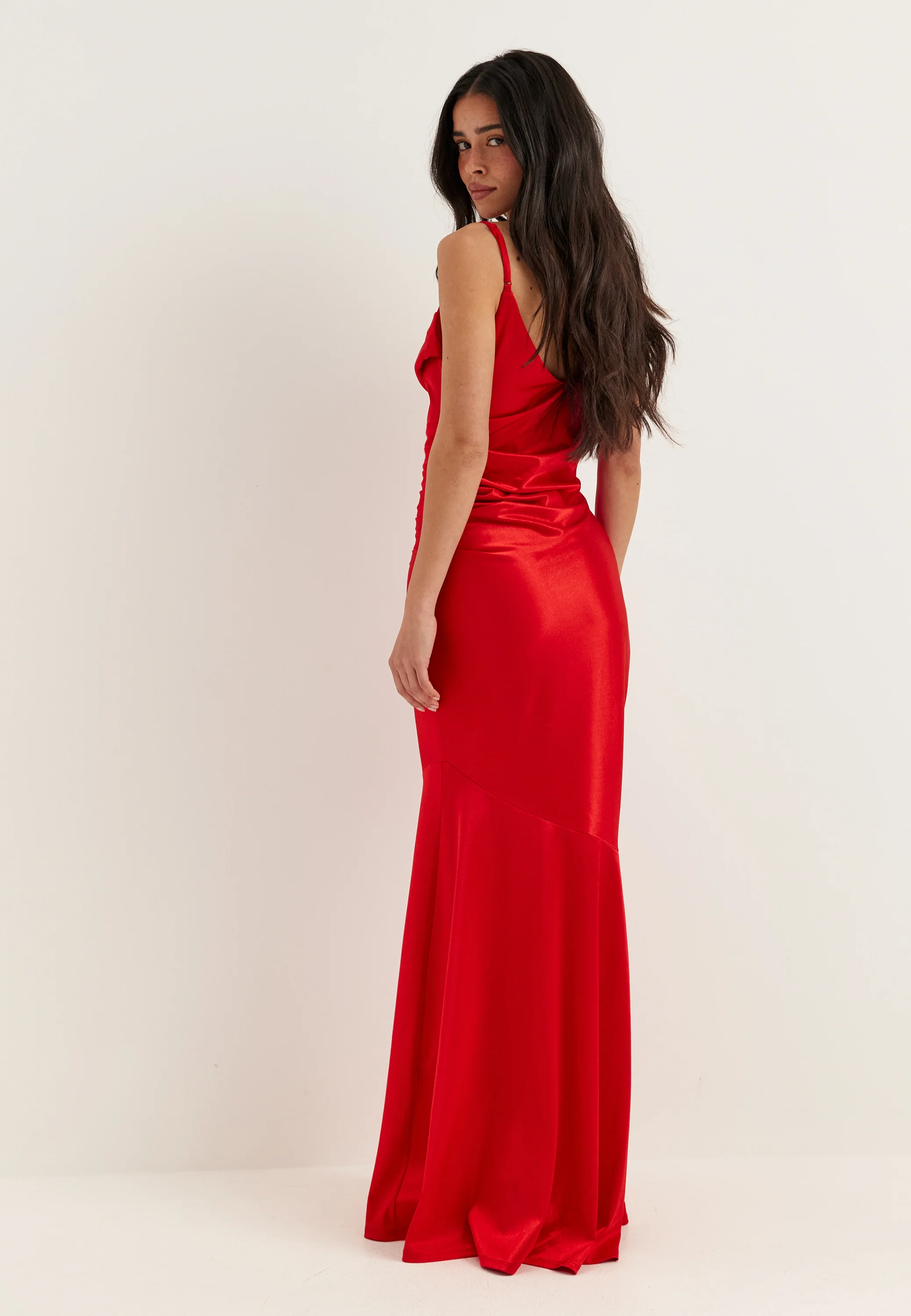 Cowl Neck Stretch Satin Gown - Image 3