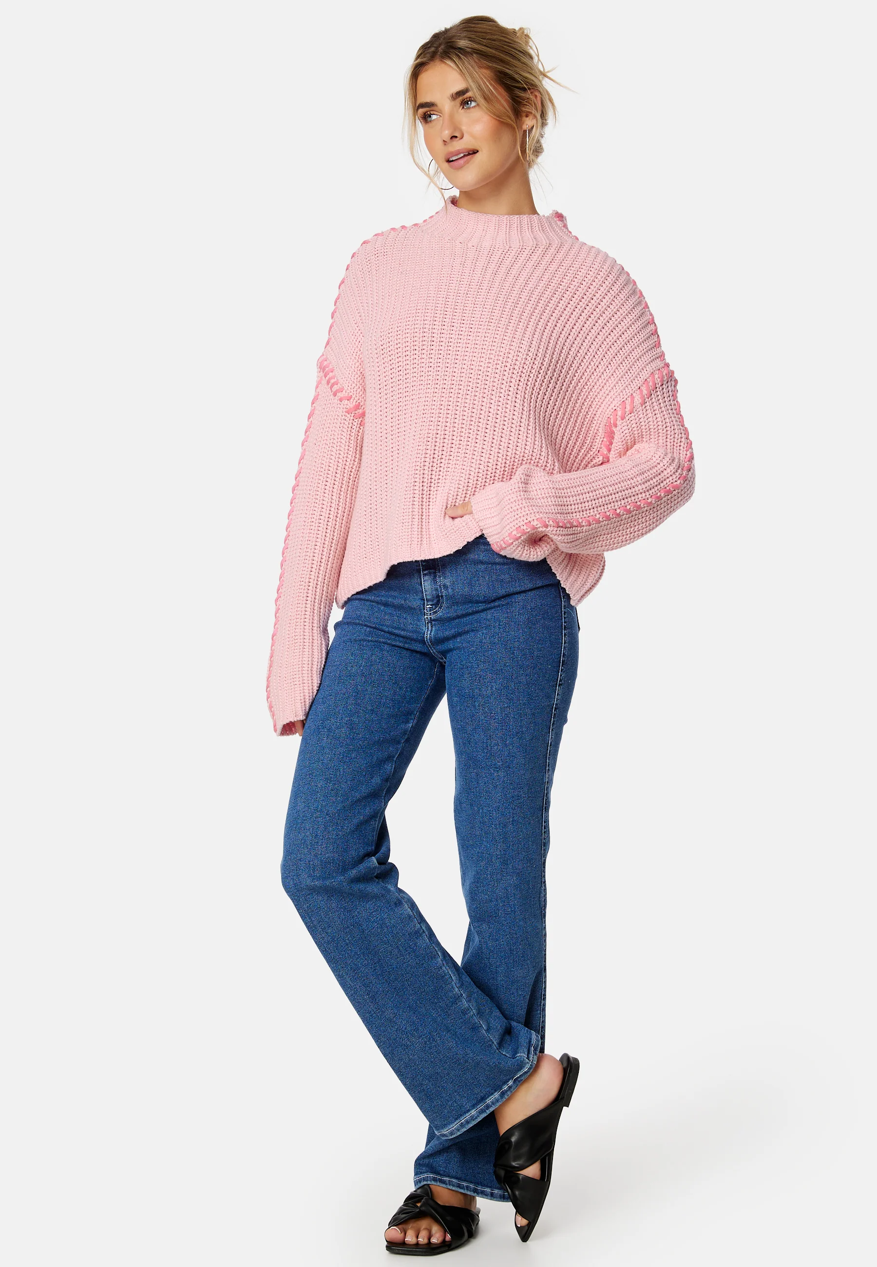 Cream LS Funnelneck Pullover - Image 2