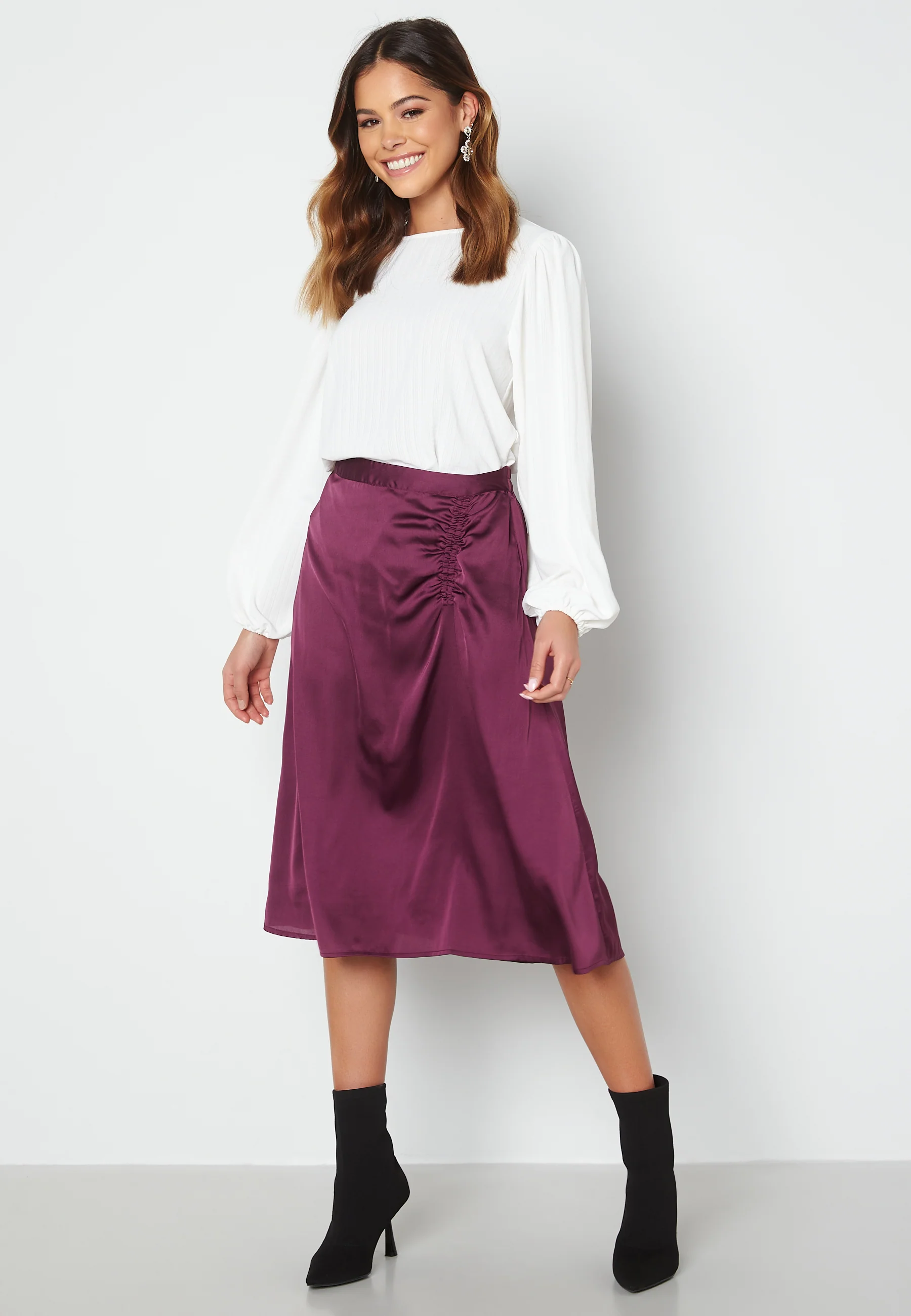 Cristy H/W Rouching Slit Skirt