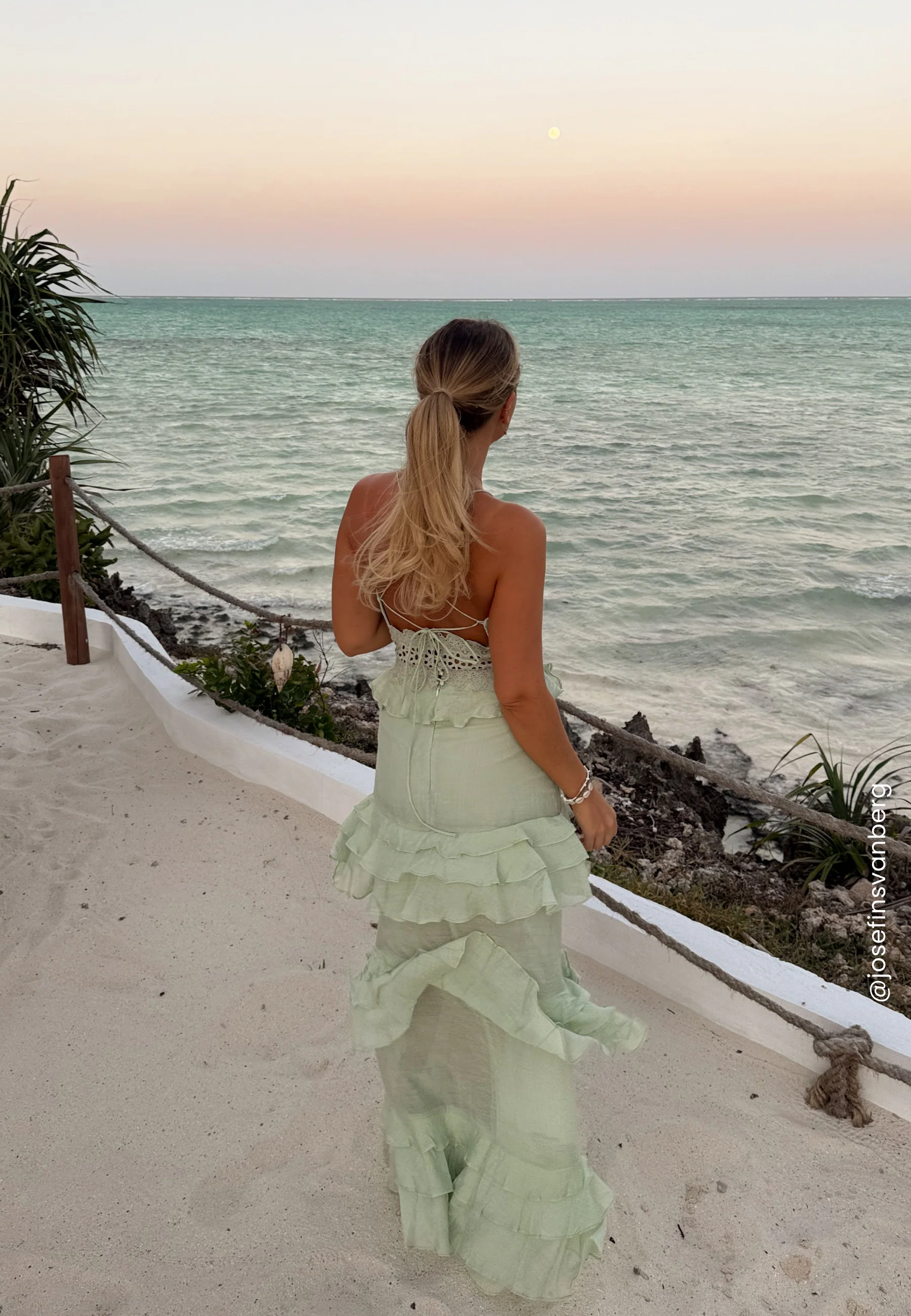 Crochet Waist Flounce Maxi Dress - Image 2