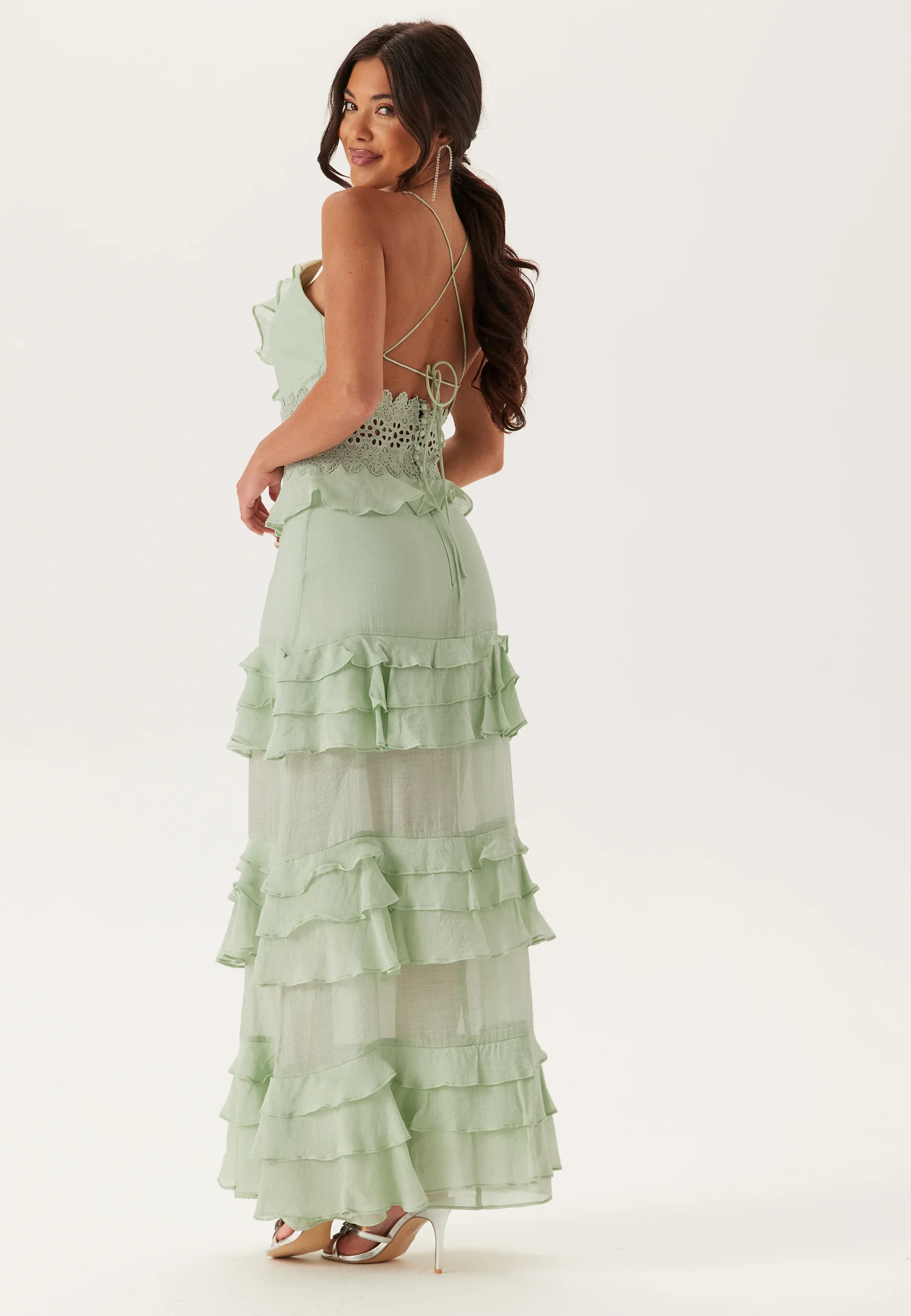 Crochet Waist Flounce Maxi Dress - Image 5