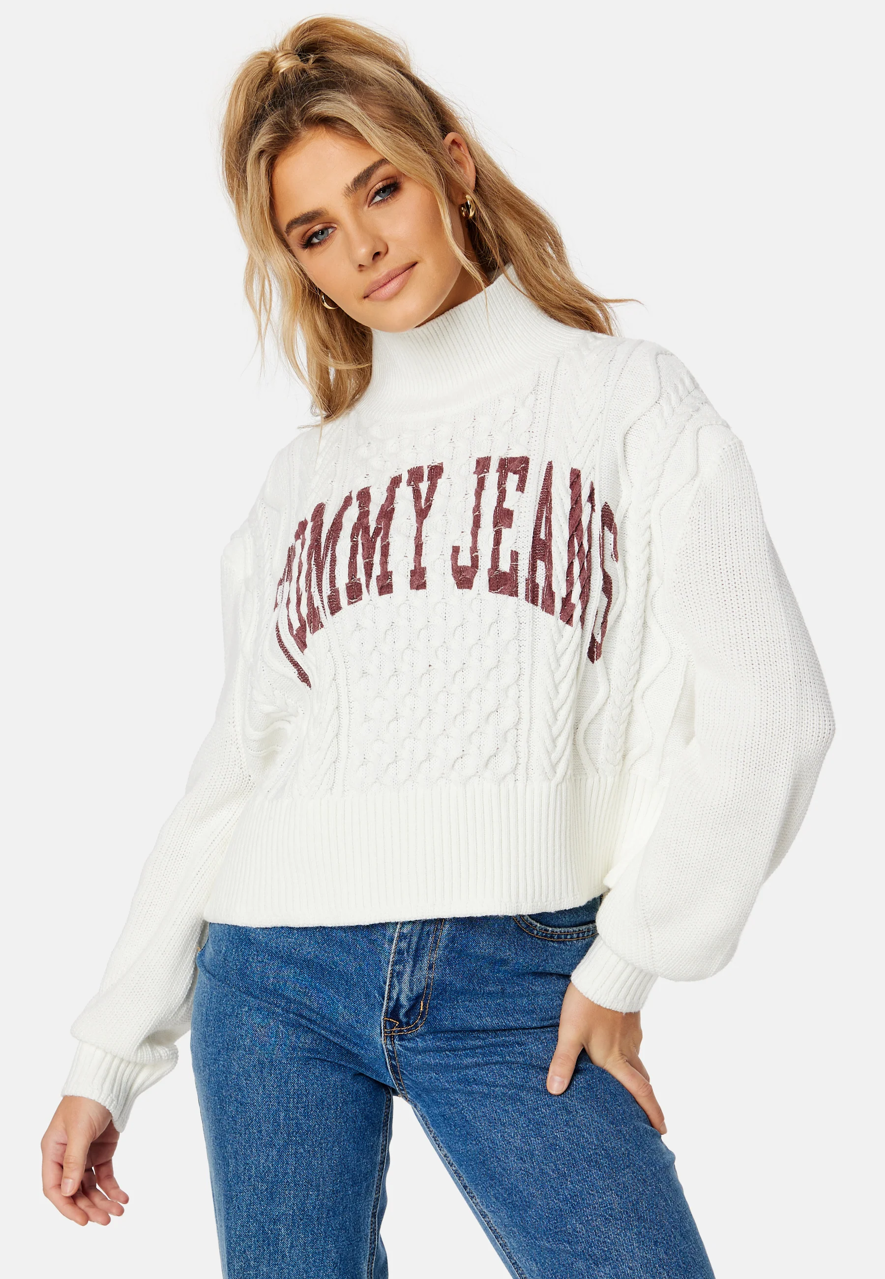 Crop College Cable Sweater - Image 2