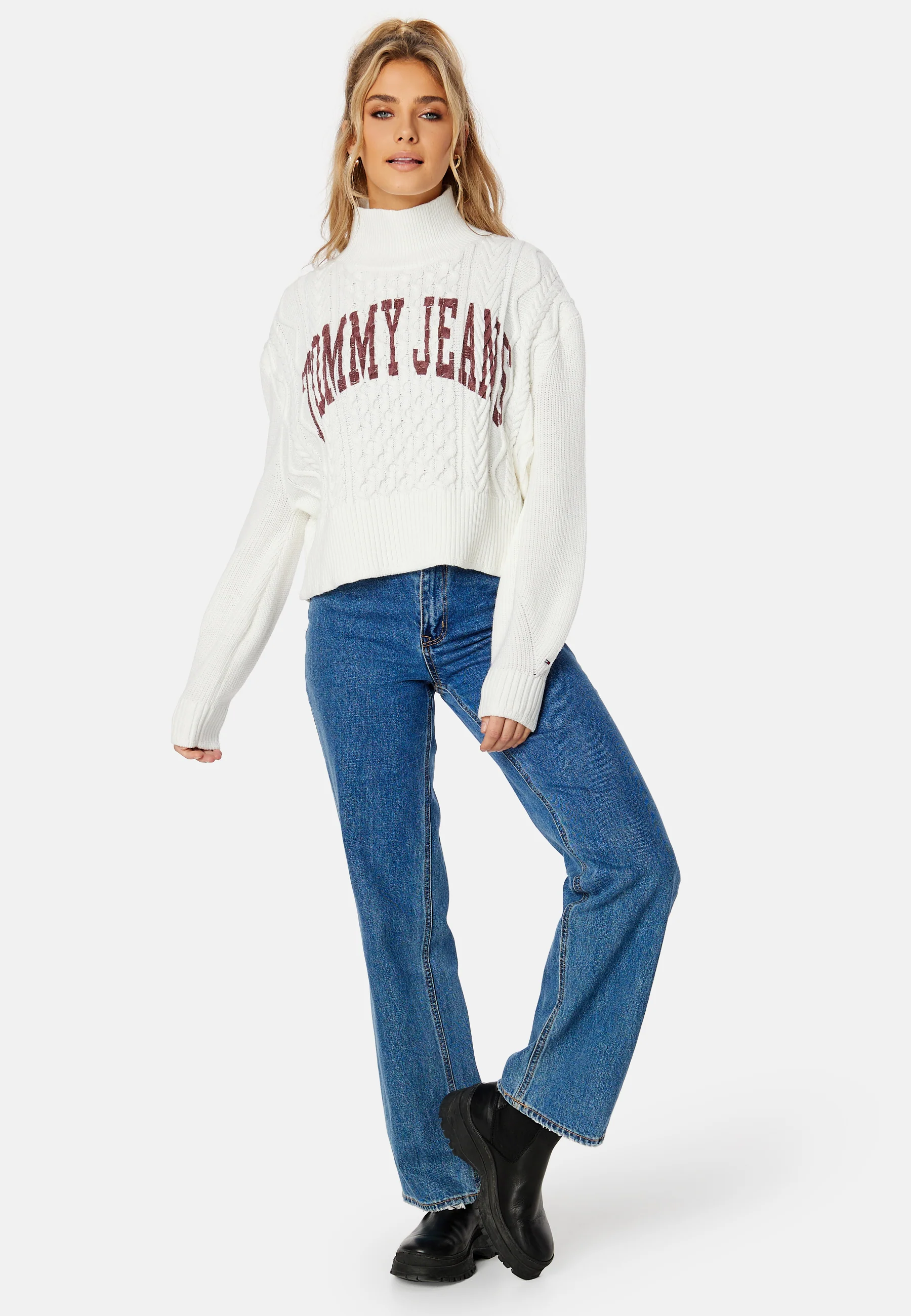 Crop College Cable Sweater - Image 3