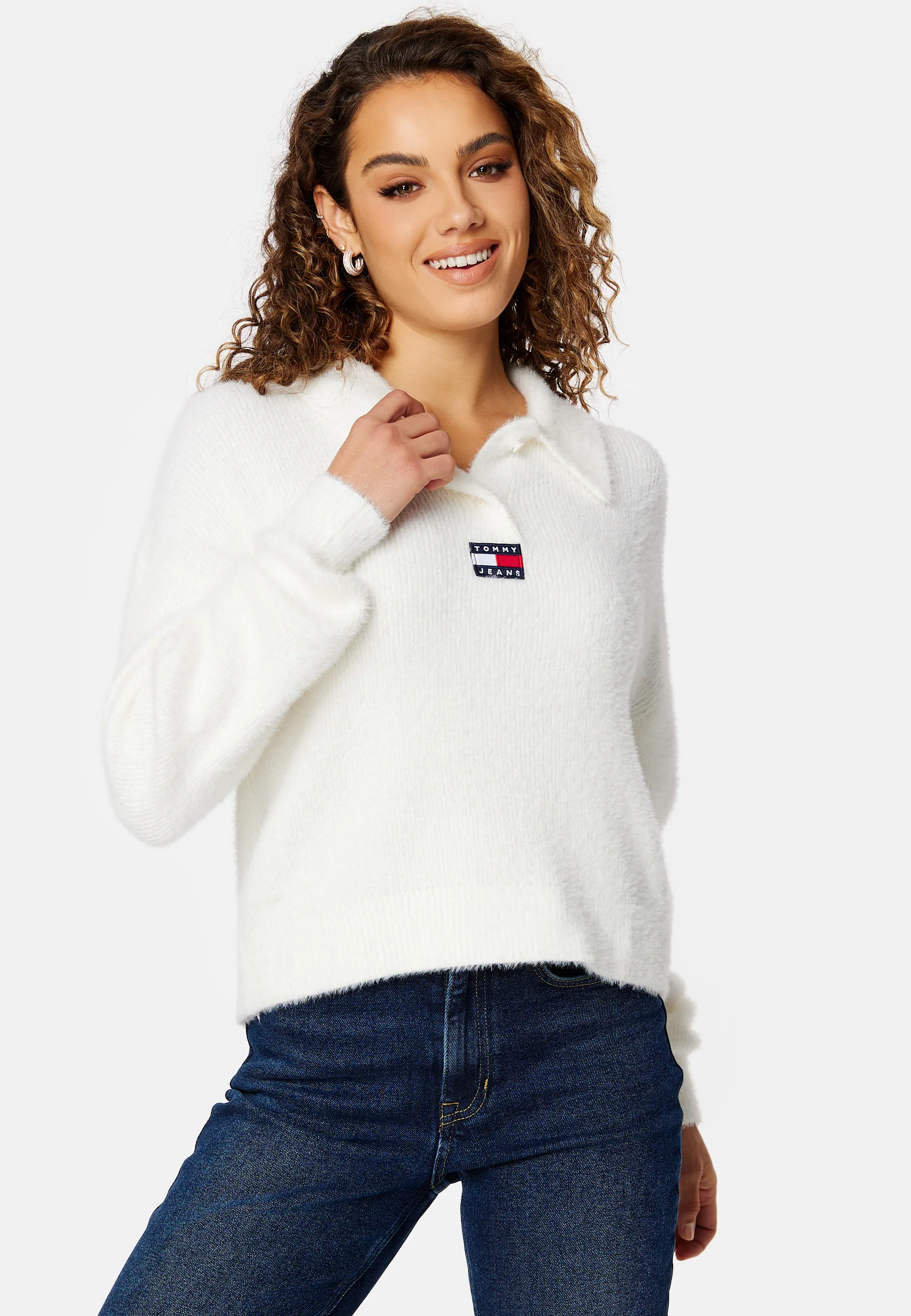 Crop Furry Polo Sweater