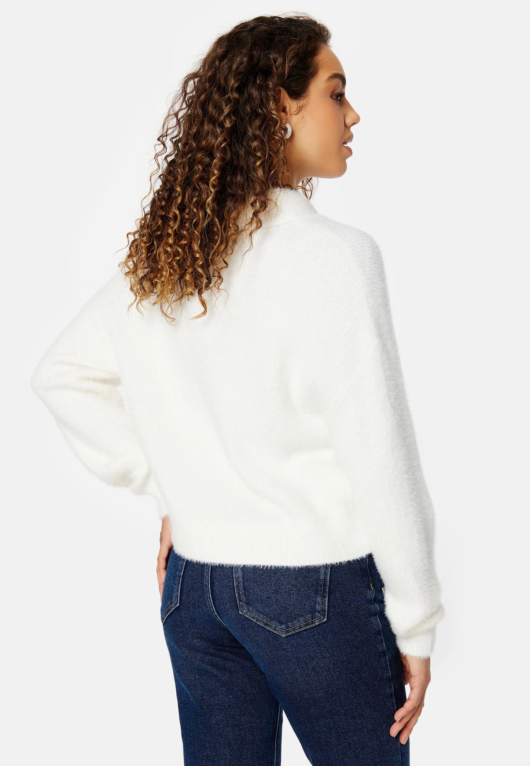 Crop Furry Polo Sweater - Image 3