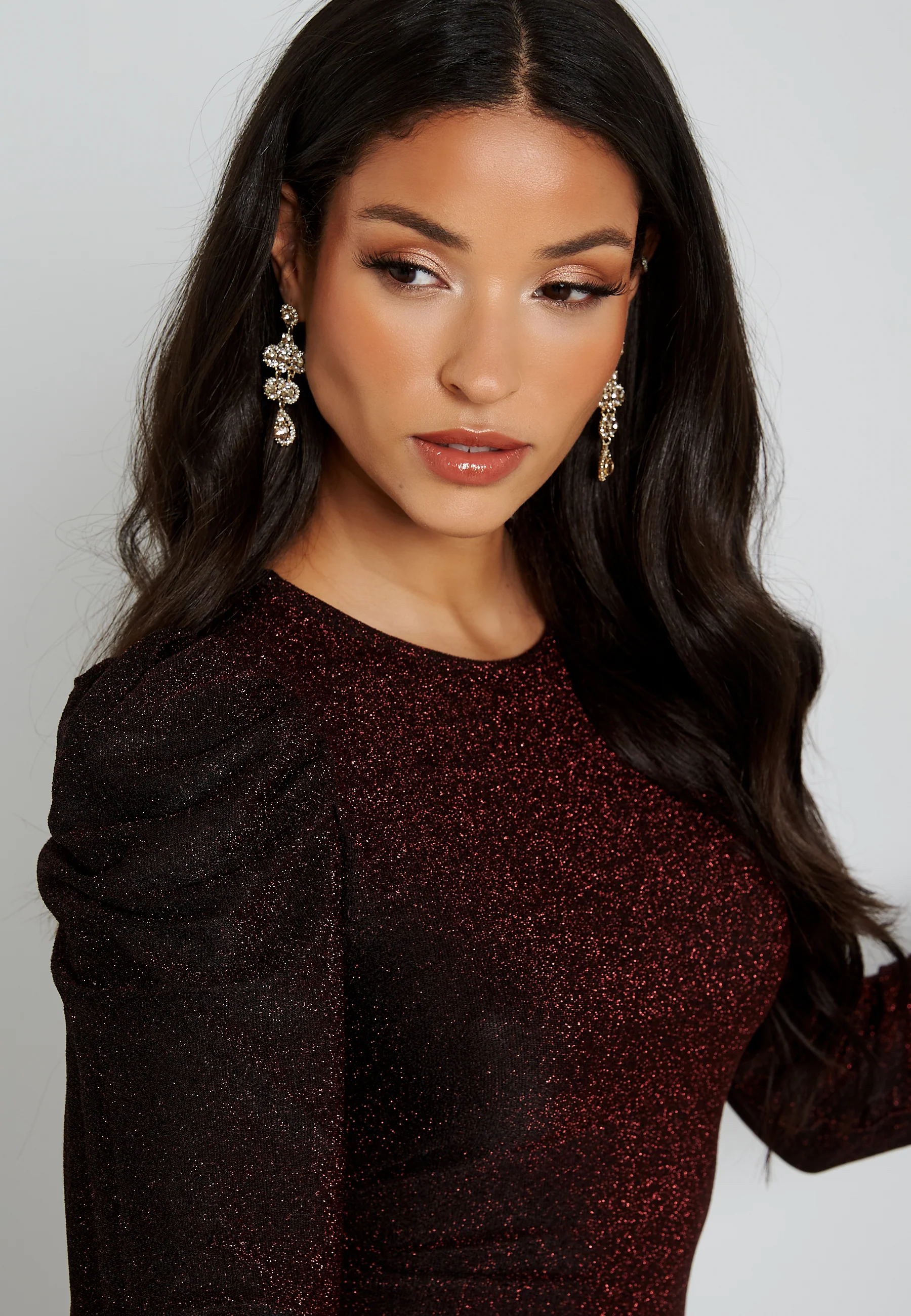 Darling L/S Glitter Puff Dress - Image 4