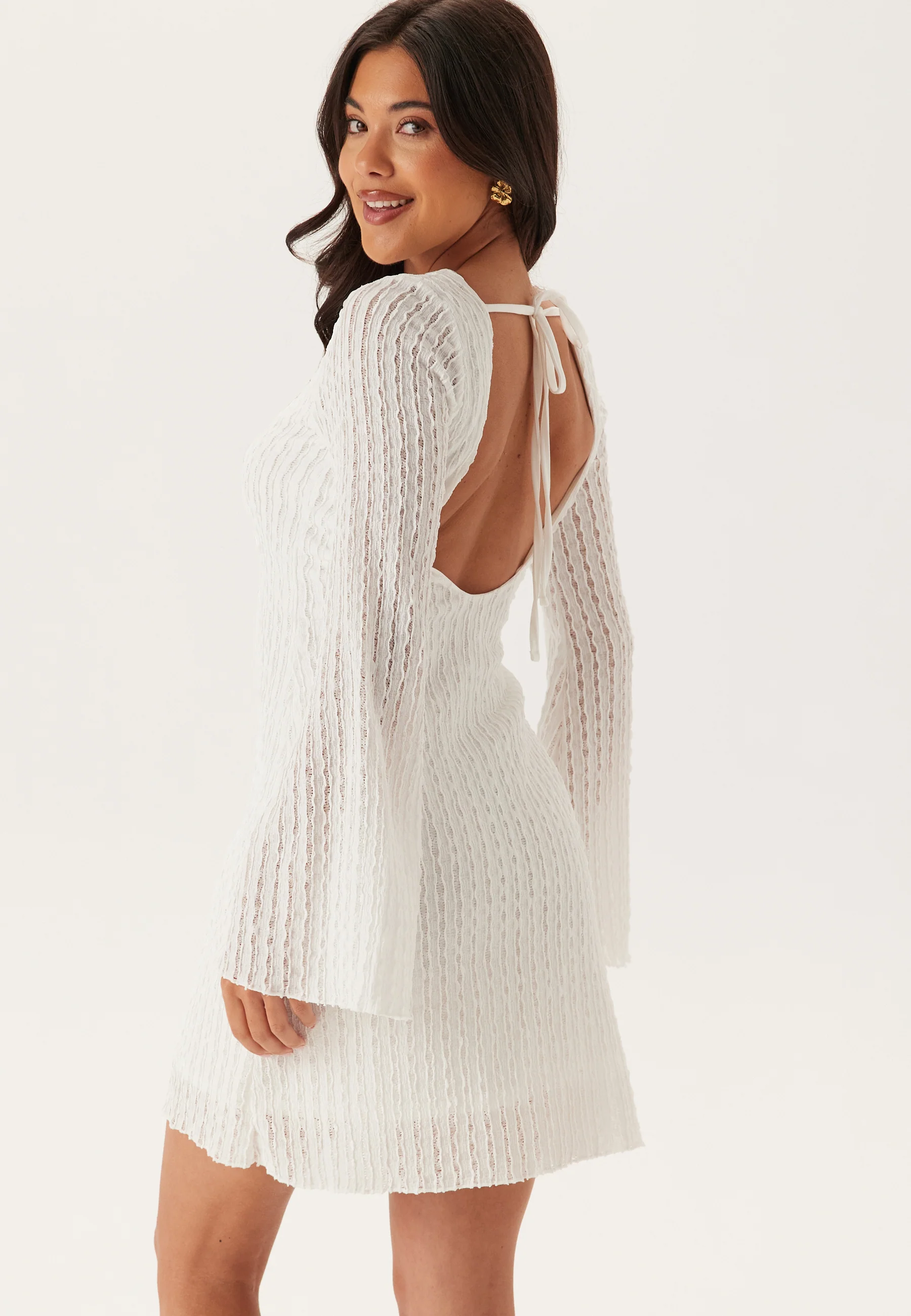Deep Back Short Structured Dress - Image 2
