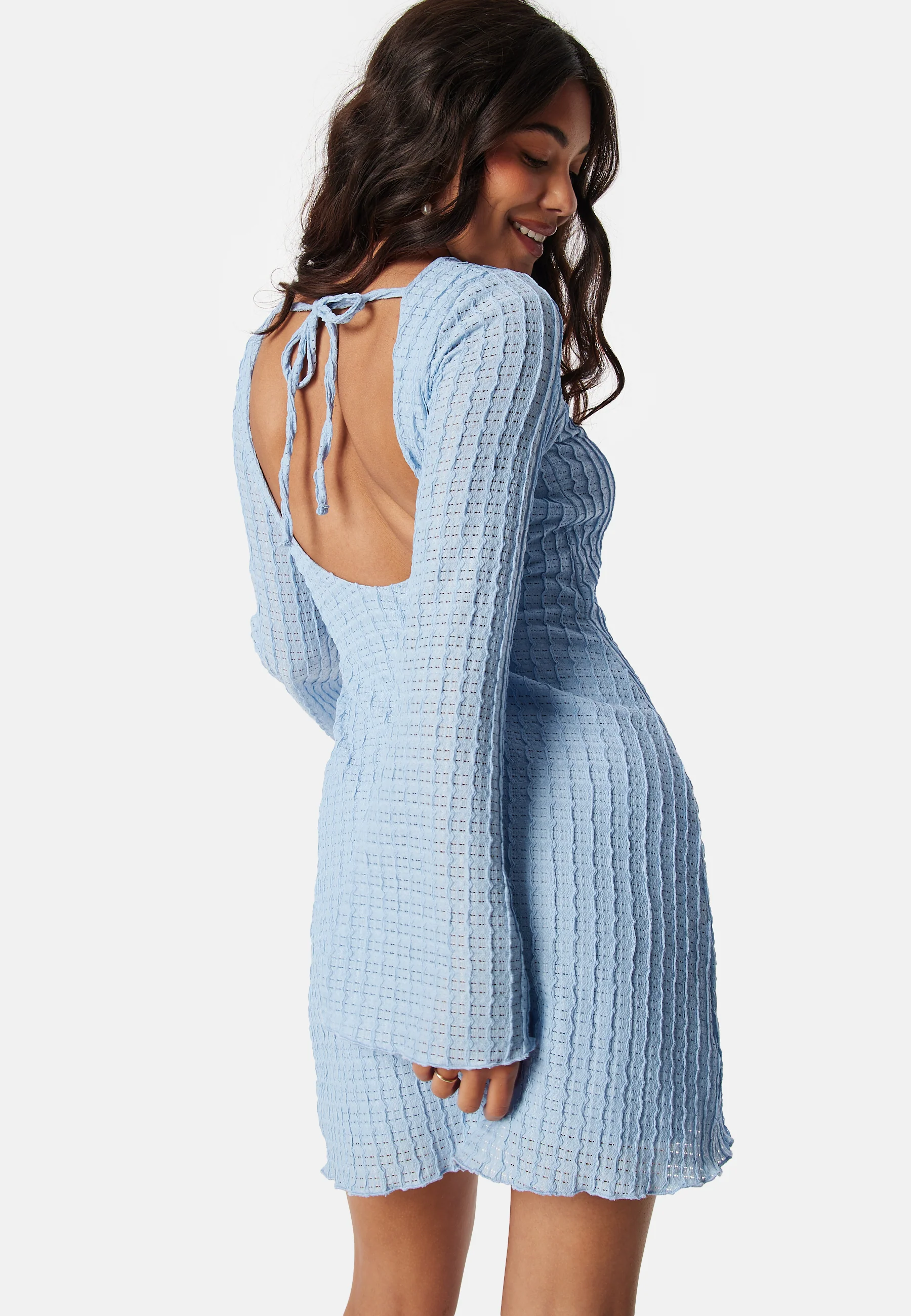 Deep Back Structure Short Dress - Image 2