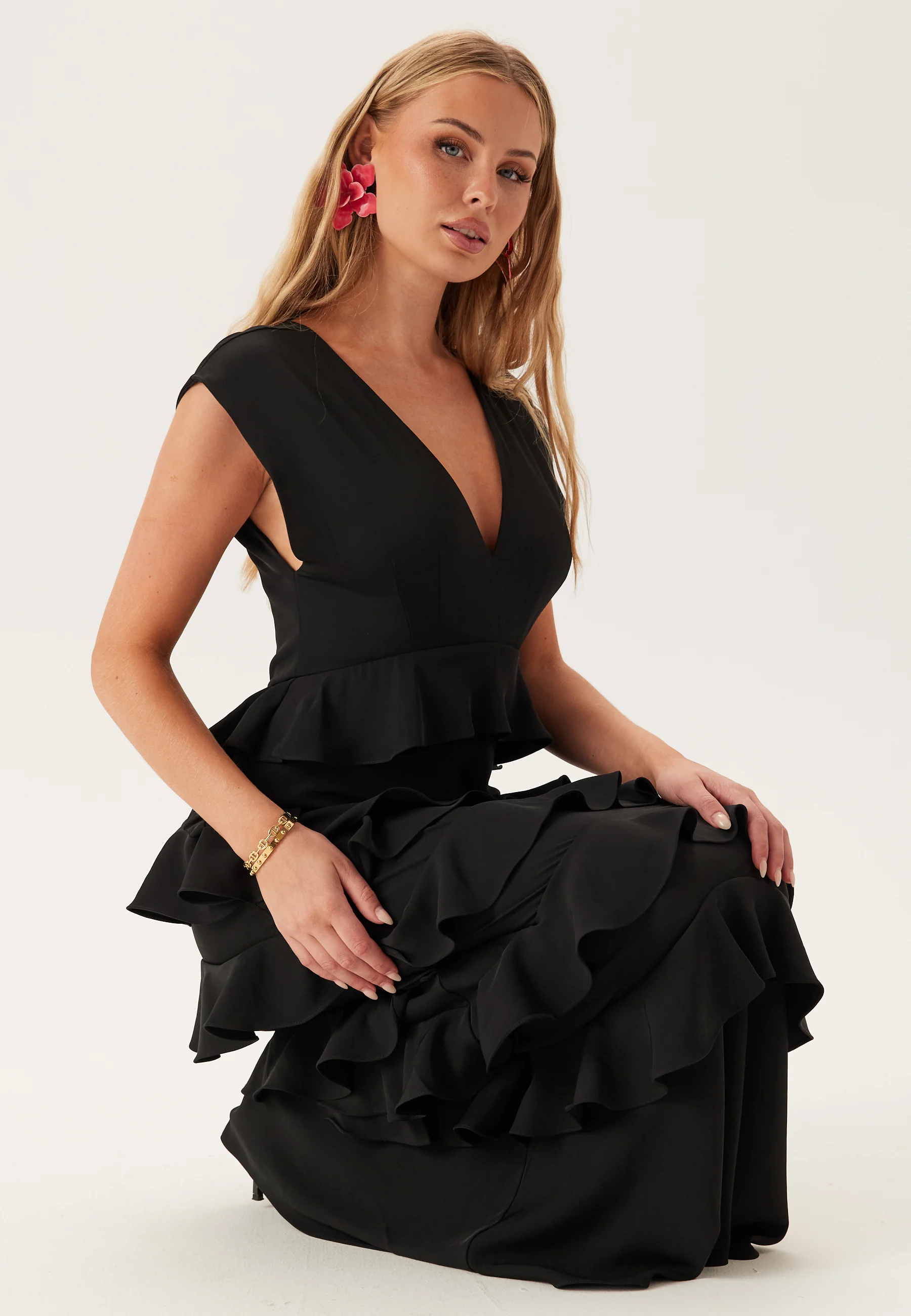 Deep V-Neck Flounce Gown - Image 6