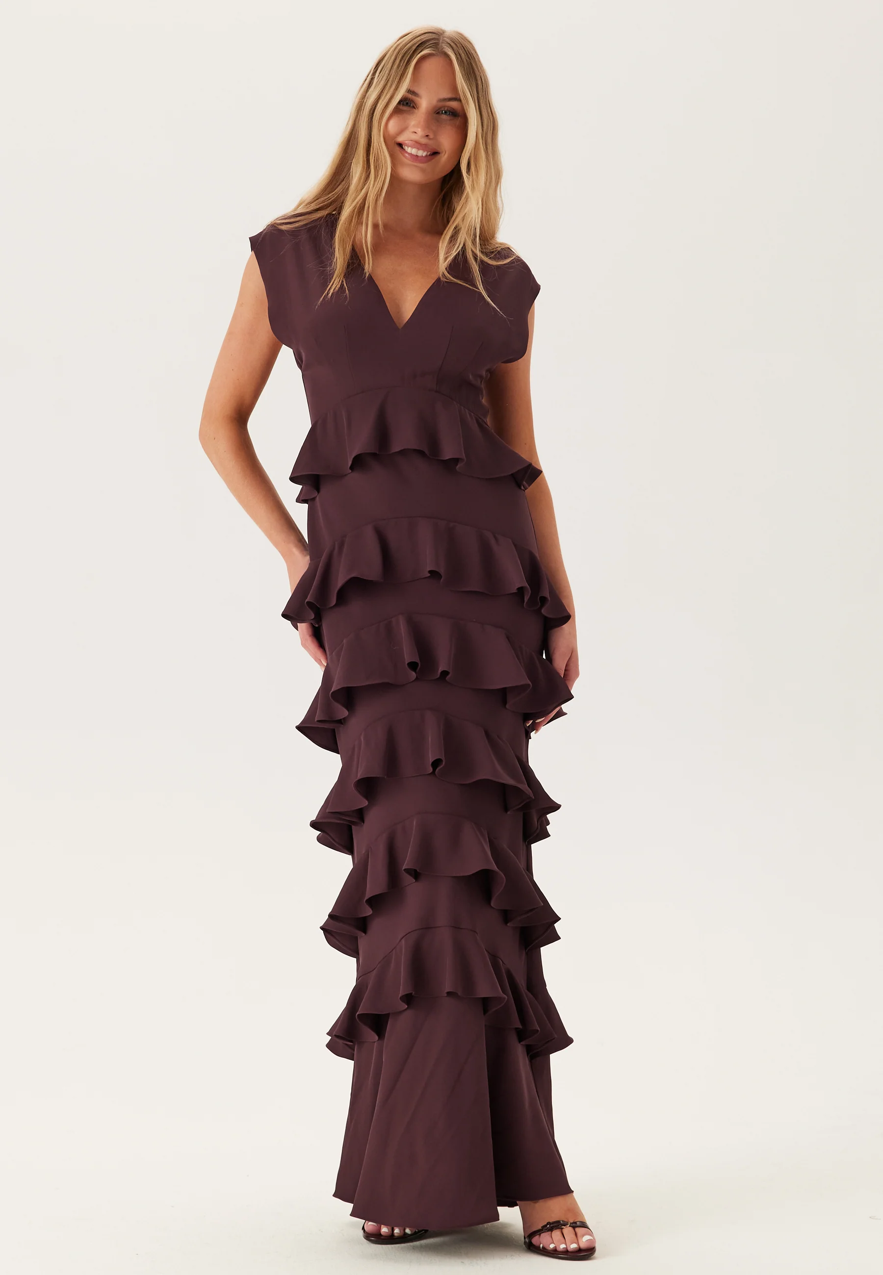 Deep V-Neck Flounce Gown - Image 3