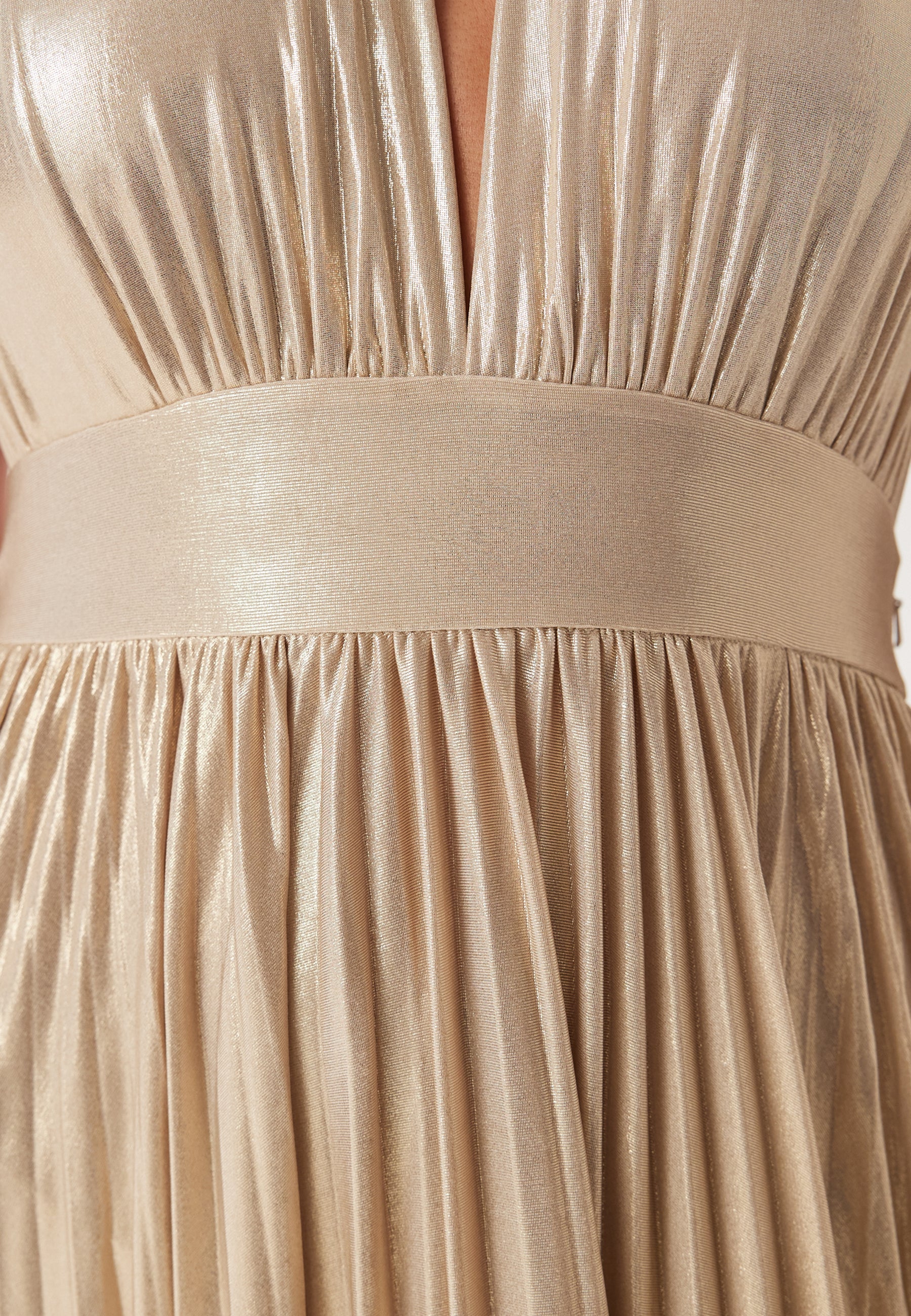 Deep V Neck Metallic Dress - Image 5